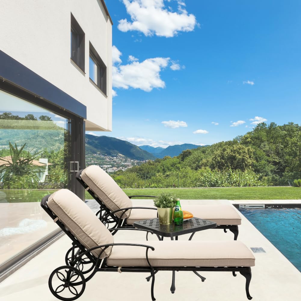 Antique Brass Cast Aluminum Square Outdoor Coffee Table - Patio Side Table for Backyard, Garden or Balcony | Weather-Resistant & Durable for Outdoor Entertaining, Poolside Relaxation & BBQ Gatherings