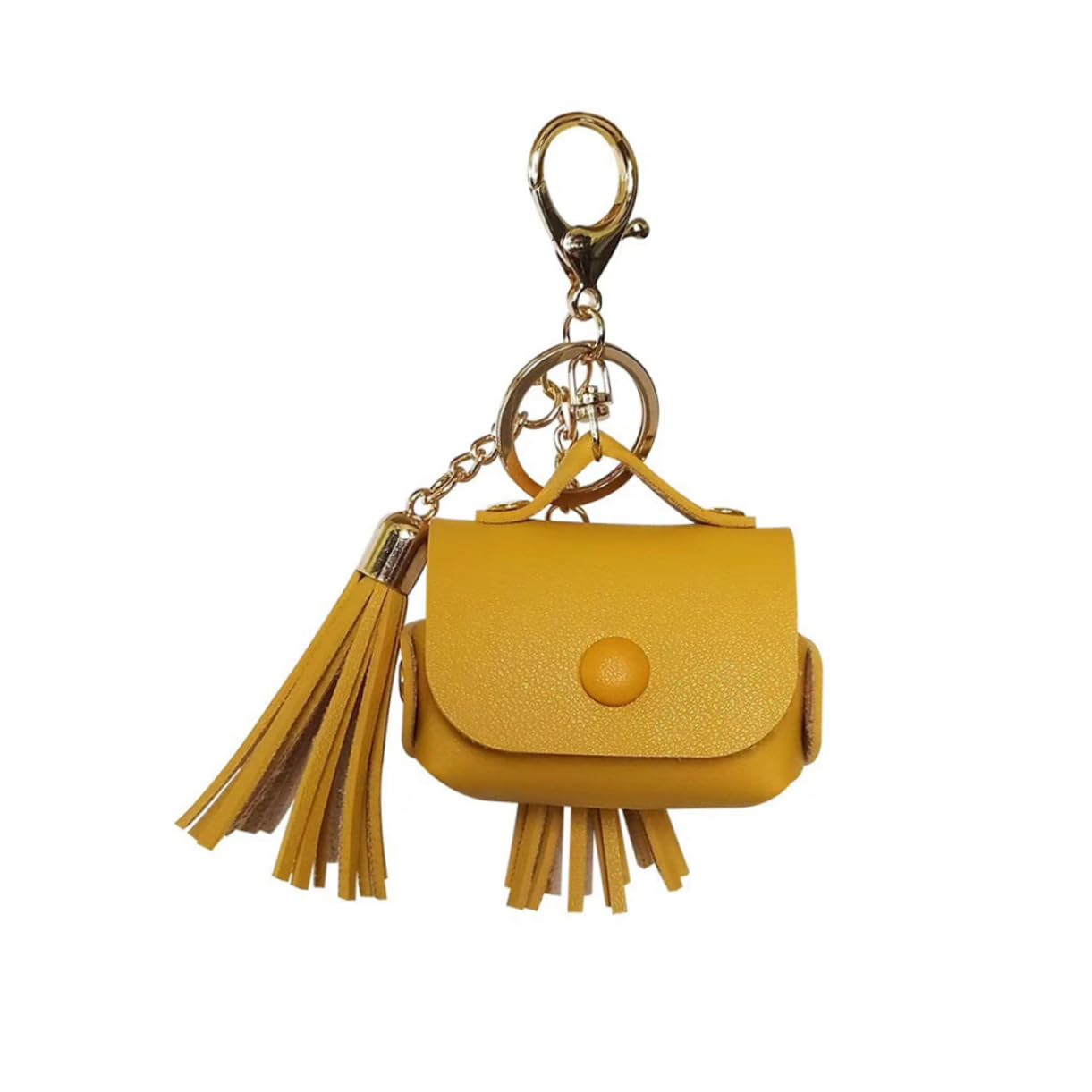 Yardenfun Mini Earphone Case - PU Leather Shockproof Headphone Pouch with Unique Design, Yellow | Perfect for Travel, Gym & Daily Use