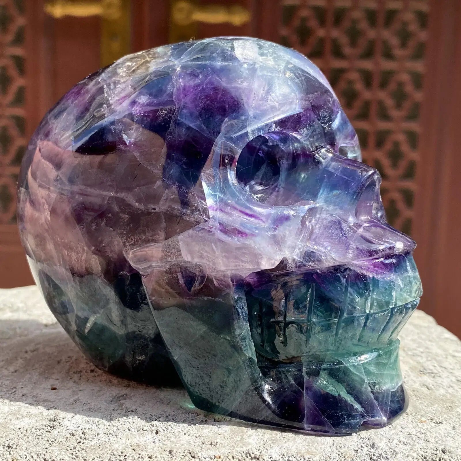 Hand Carved Natural Fluorite Skull Crystal - Healing Stone for Meditation, Reiki & Energy Work - Unique Home Decor & Spiritual Gift