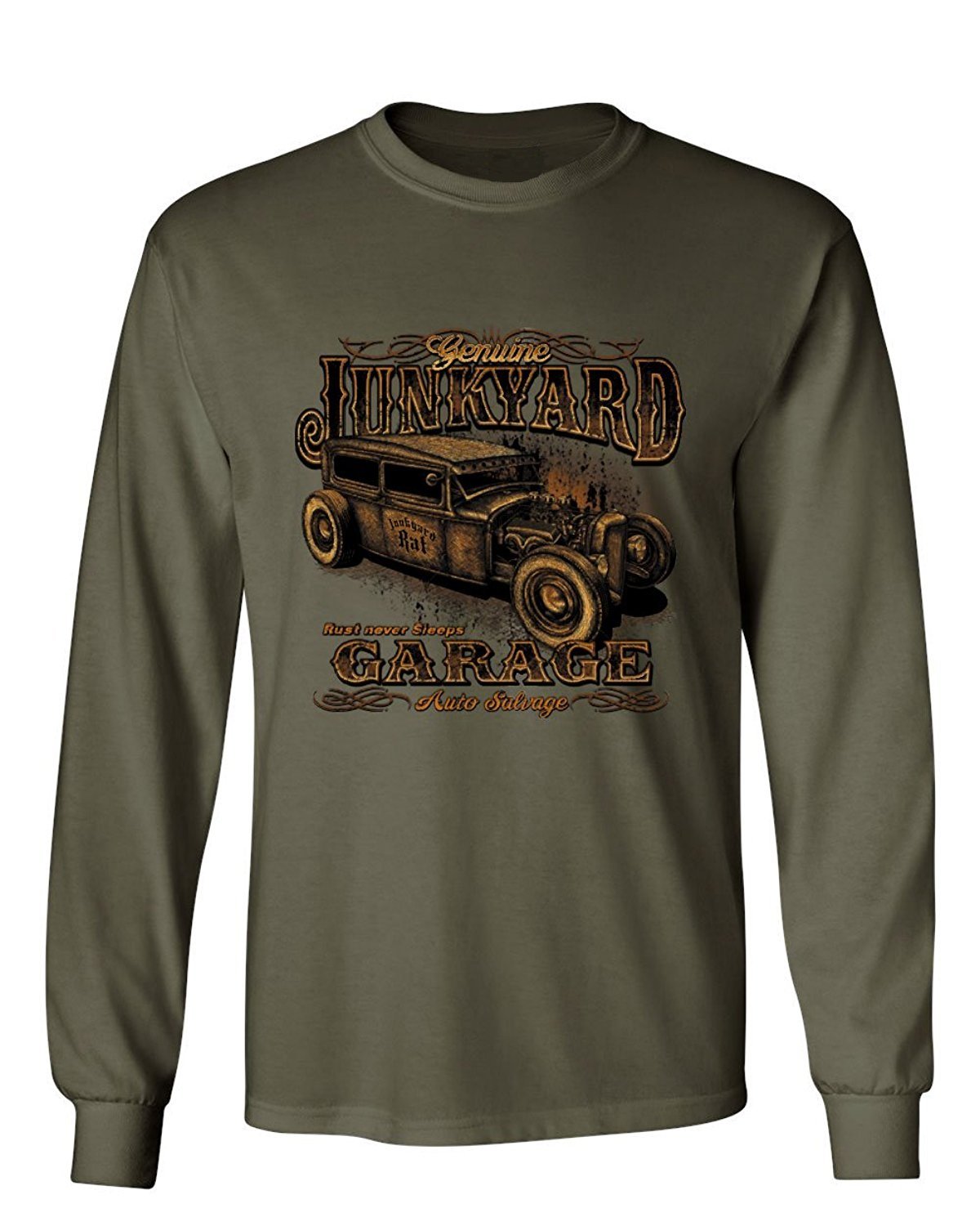Vintage Junkyard Garage Hot Rod Rat Design Men's Long Sleeve T-Shirt - Perfect for Car Enthusiasts, Biker Events & Retro Style Outfits