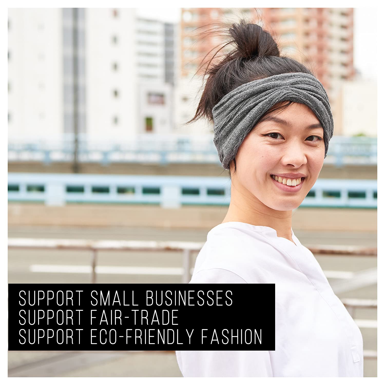 CHARM Organic Cotton Turban Headband for Women - Soft Chemo Hair Band, Ear Warmer Head Wrap in Khaki - Perfect for Cancer Patients, Yoga, and Everyday Comfort