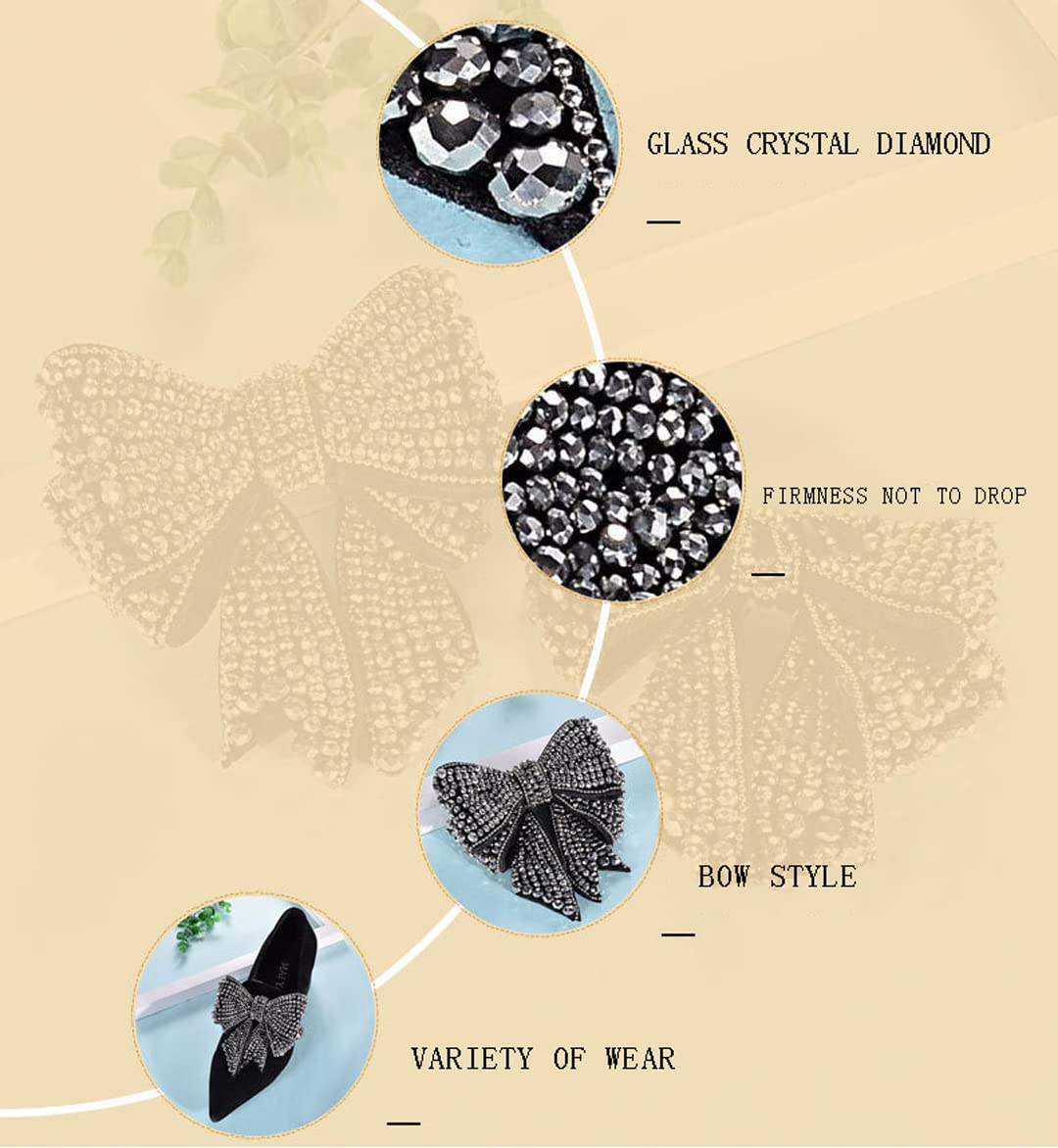 Tsangbaby Rhinestone Bow Shoe Clips - Removable Crystal Shoe Accessories for Women & Girls (2 Pcs) - Elegant Shoe Buckle Decor for Parties, Weddings & Special Occasions