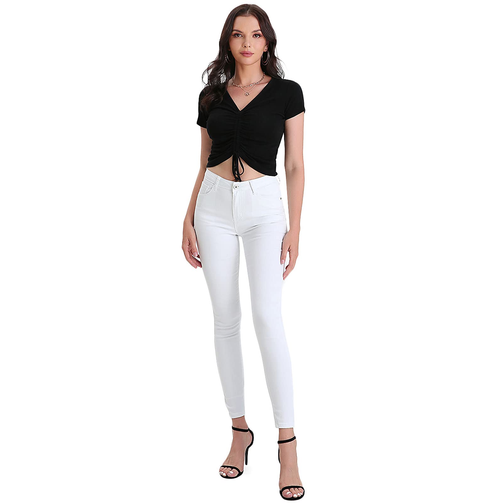 JENAIR High Waisted Black Skinny Jeans for Women - Stretch Denim Work Pants with Pockets | Perfect for Office, Casual Wear & Night Out
