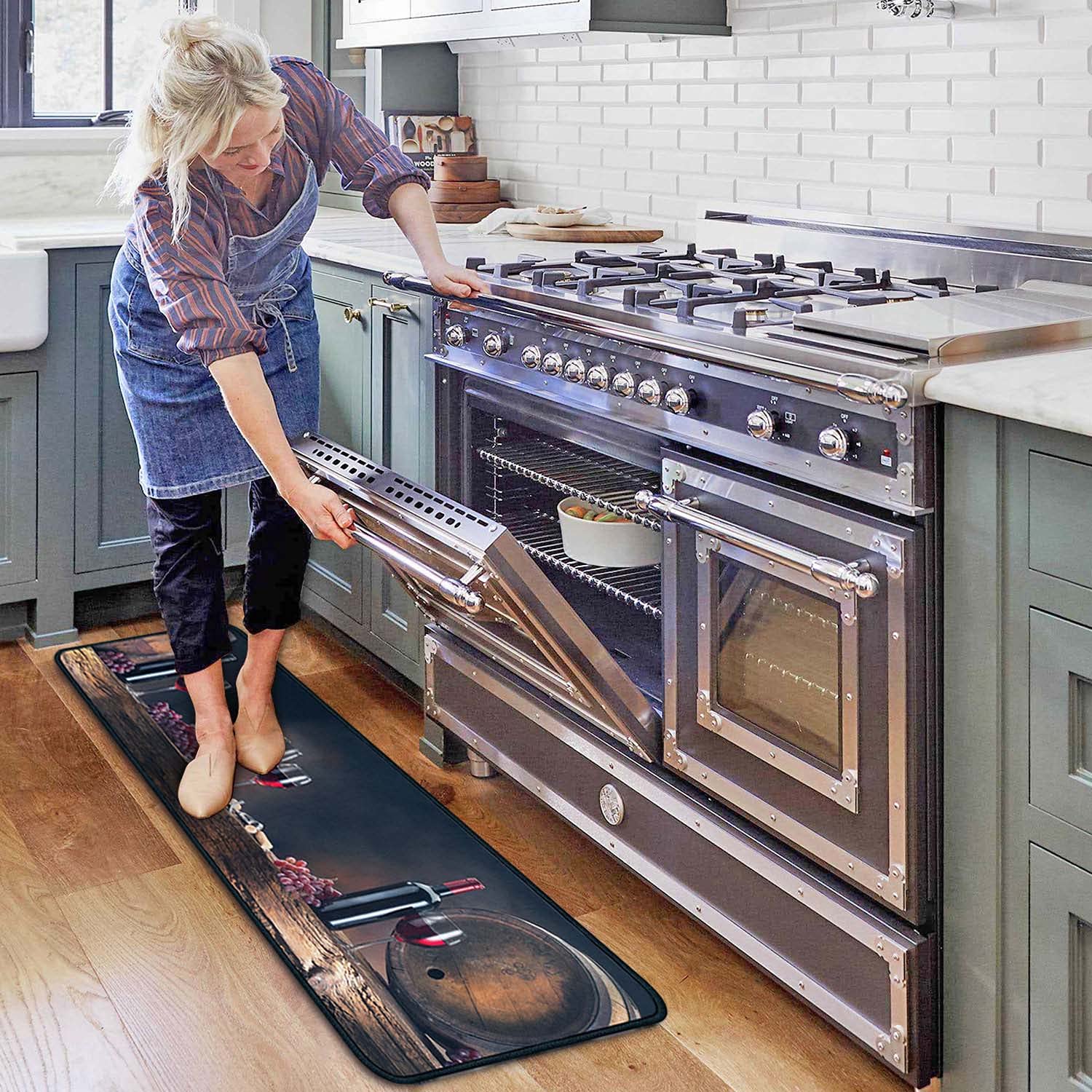 Non-Slip Washable Absorbent Microfiber Kitchen Rugs Set of 2 - 17