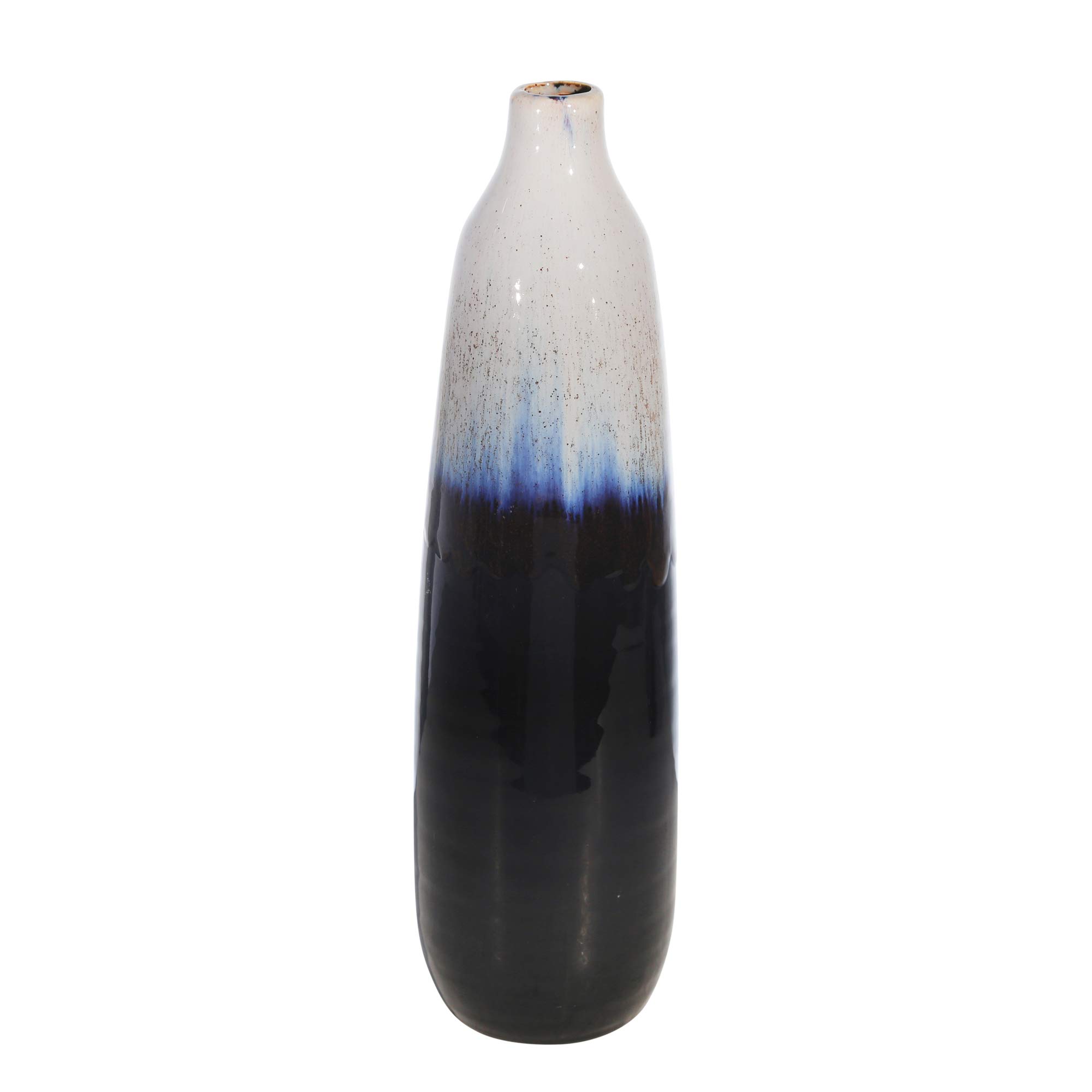 Sagebrook Home 18-Inch Ceramic Vase - Two-Tone Decorative Flower Vase for Living Room, Dining Table, and Home Decor | Perfect for Floral Arrangements and Centerpieces