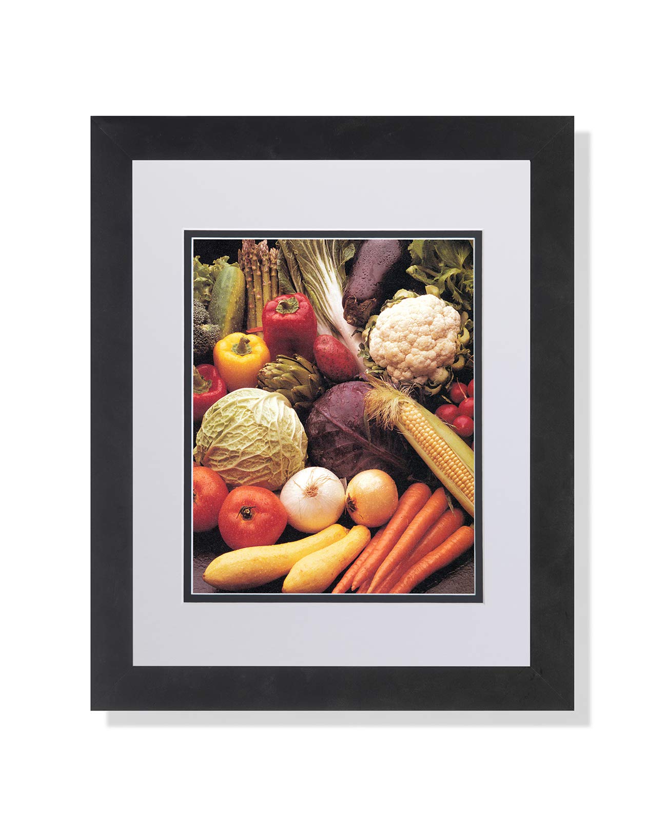 Farm Fresh Vegetable Art Print - Squash, Carrots, Corn, Peppers & Onions - Matted & Framed Kitchen Wall Decor - Perfect for Farmhouse, Country Style & Rustic Home Decor