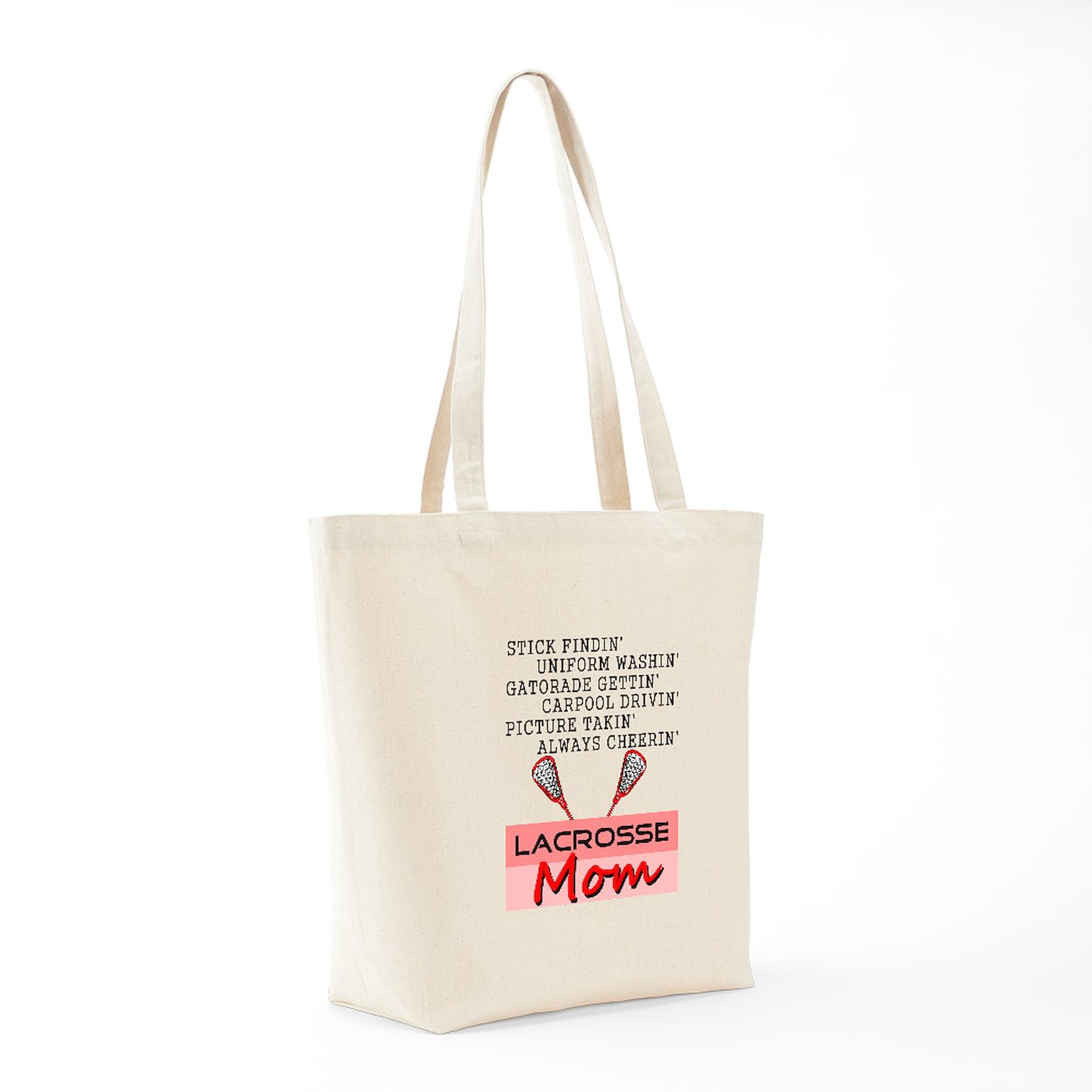 Lacrosse Mom Tote Bag - Natural Canvas Reusable Grocery Shopping Bag for Sports Moms | Perfect for Games, Practice & School