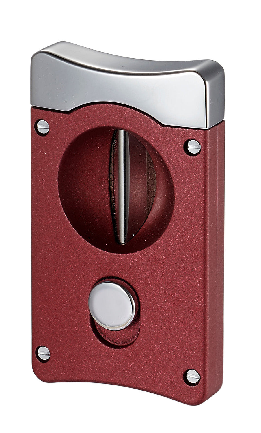 Premium Caseti Wedge V Cigar Cutter - Burgundy Red Stainless Steel Blade for Smooth Cuts | Perfect for Cigar Aficionados, Gifts & Relaxing Moments