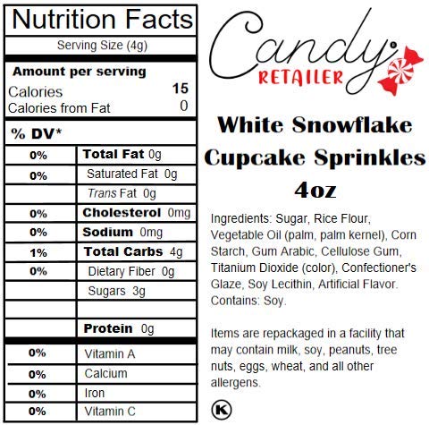 Premium White Snowflake Cupcake Sprinkles - 4oz Bulk Candy Decorations for Baking, Desserts & Holiday Treats - Perfect for Christmas Cookies, Cakes and DIY Sweet Creations