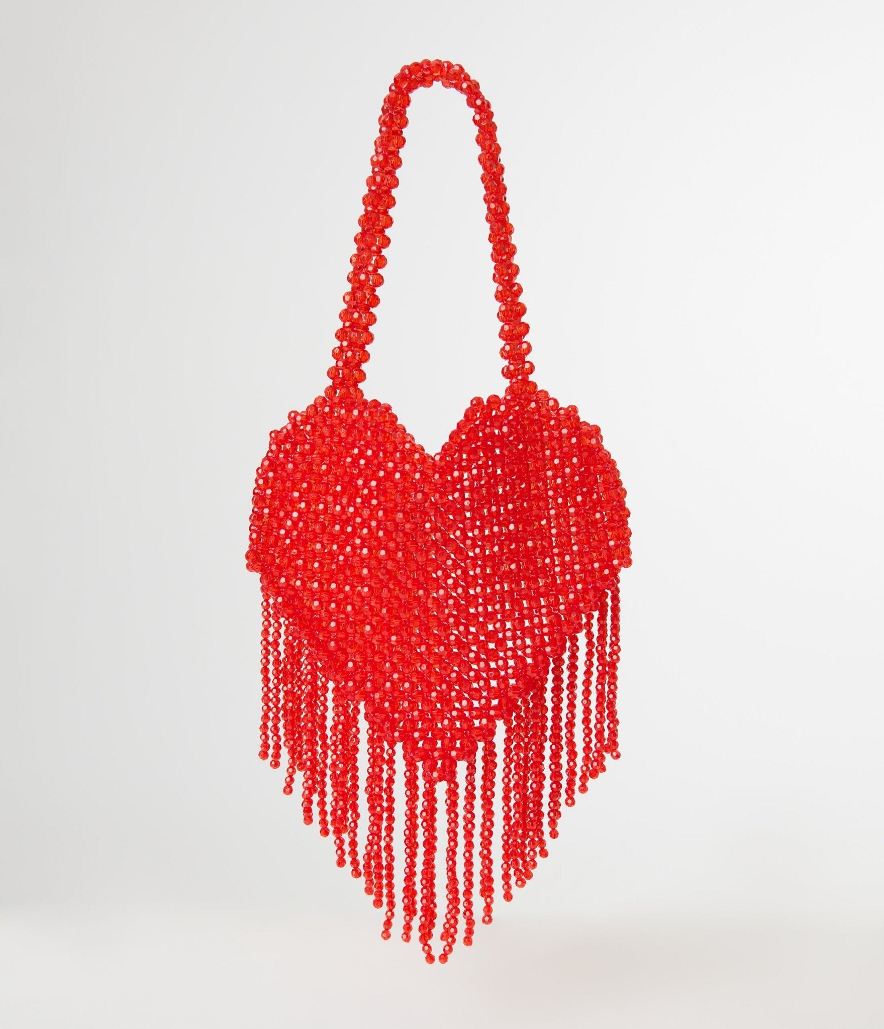 Luxury Red Heart Fringe Beaded Handbag for Women - Elegant Evening Clutch with Crystal Details | Perfect for Valentine's Day, Date Night & Special Occasions
