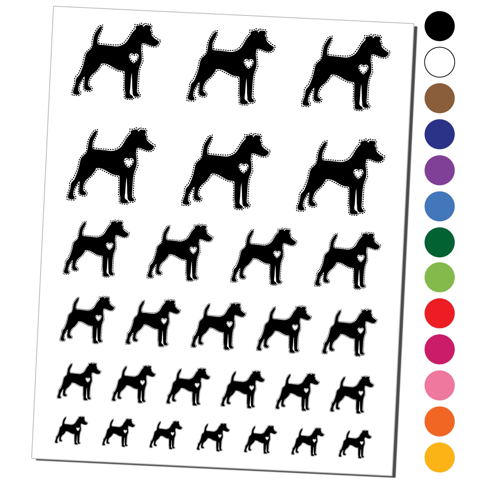 Waterproof Smooth Fox Terrier Dog with Heart Temporary Tattoo Set - Fake Body Art for Pet Lovers (Black, 1 Sheet) | Perfect for Parties, Halloween Costumes & Animal Theme Events