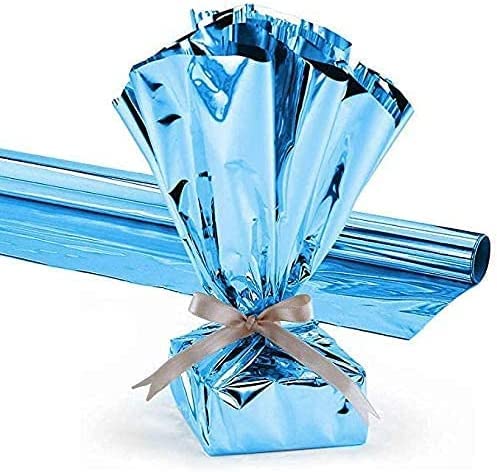 Premium Metallic Baby Blue Double-Sided Mylar Gift Wrap Roll - 48