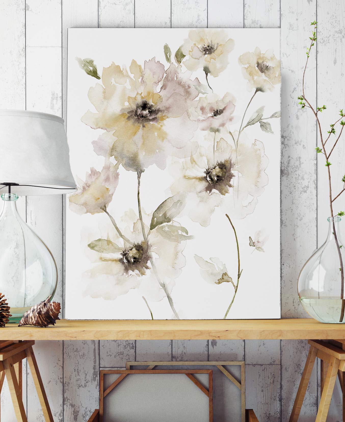 Wexford Home Translucent Garden Gallery Wrapped Canvas Wall Art - 30x40 Inches - Modern Botanical Print for Living Room, Bedroom & Office Decor