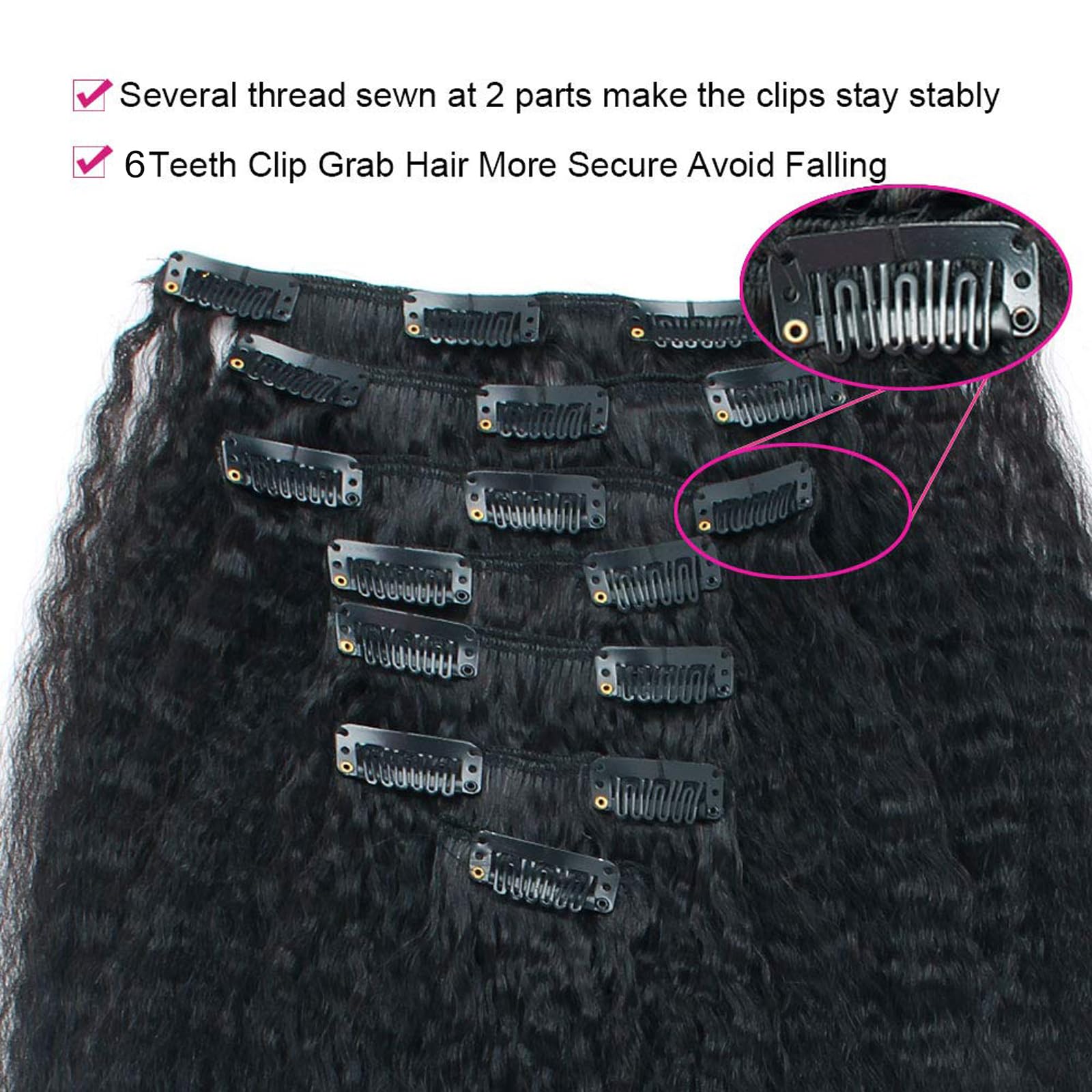 Brazilian Virgin Hair Clip-In Extensions 20 Inch - 7pcs 120g Thick Double Weft Remy Human Hair for Black Women | Straight Hair Weave for Daily Styling & Special Occasions