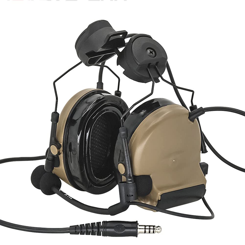 Tactical Remote PTT Headset with Noise Canceling Microphone - Military-Grade Walkie Talkie Headphones for Security, CS Combat Games & Outdoor Adventures - Helmet-Compatible Communication Earpiece for Police, Airsoft & Tactical Operations