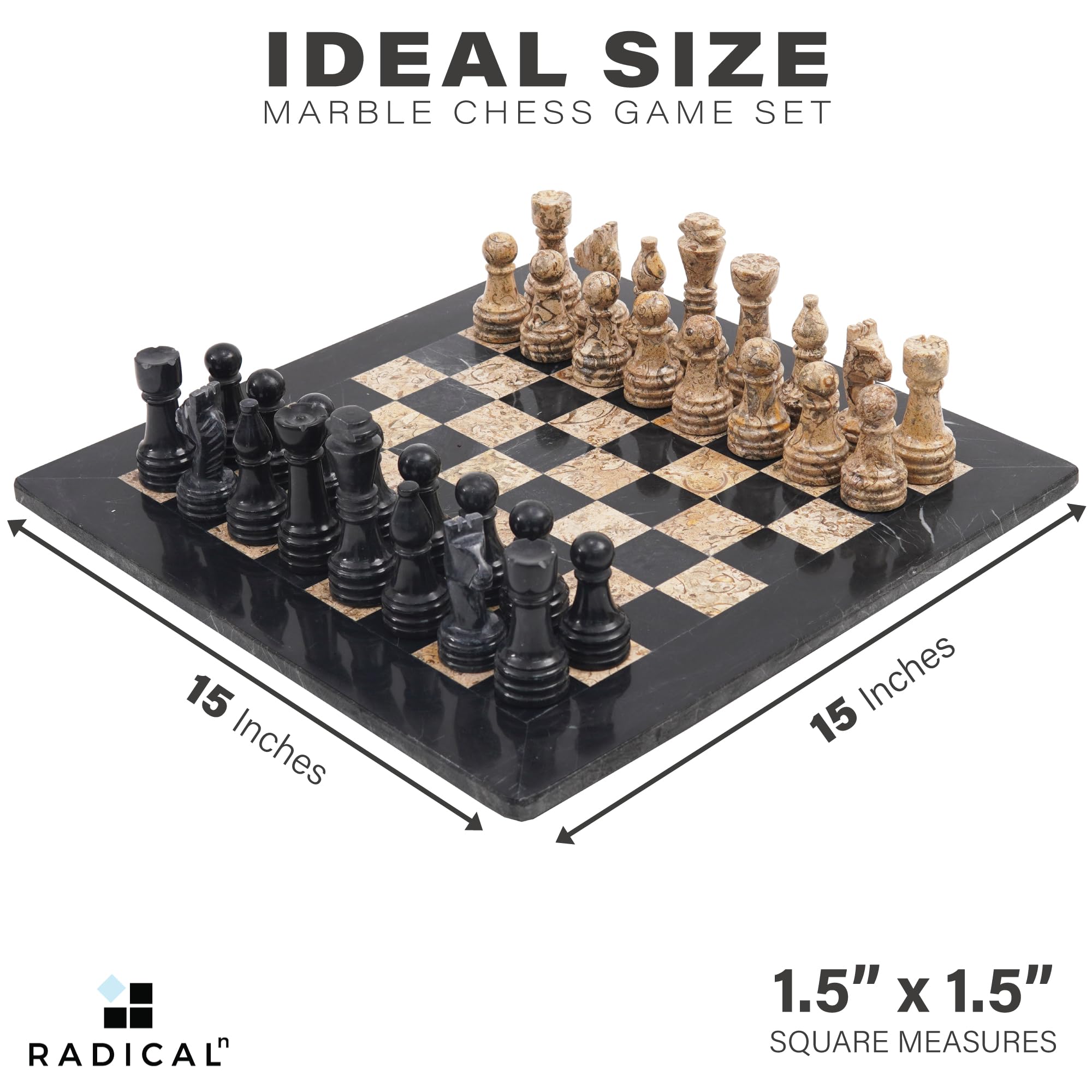 Premium Handmade Marble Chess Set with Storage Box - 15