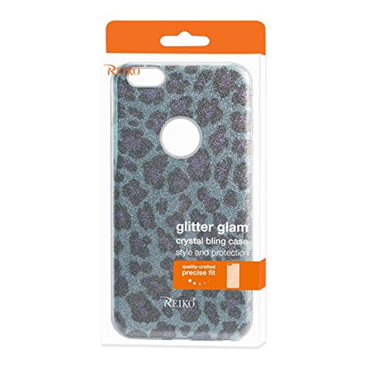 Reiko Wireless Shine Glitter Hybrid Phone Case for iPhone 6 Plus/6S Plus - Sparkle Leopard Blue Design | Protective Slim Cover with Shock Absorption | Perfect for Parties, Nightlife & Everyday Use