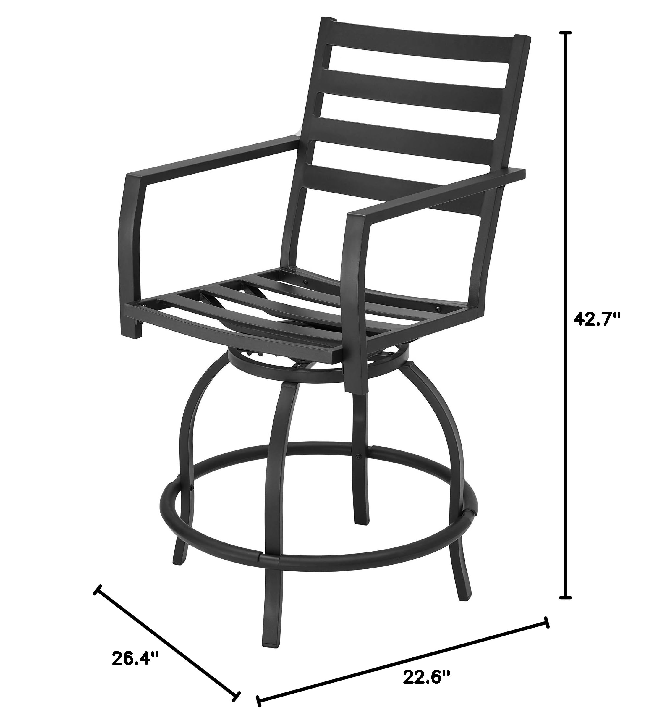 LOKATSE HOME Outdoor Swivel Bistro Chairs - Set of 4 Patio Bar Stools with Cushion, Beige Metal Furniture for Garden, Poolside, and Backyard Relaxation
