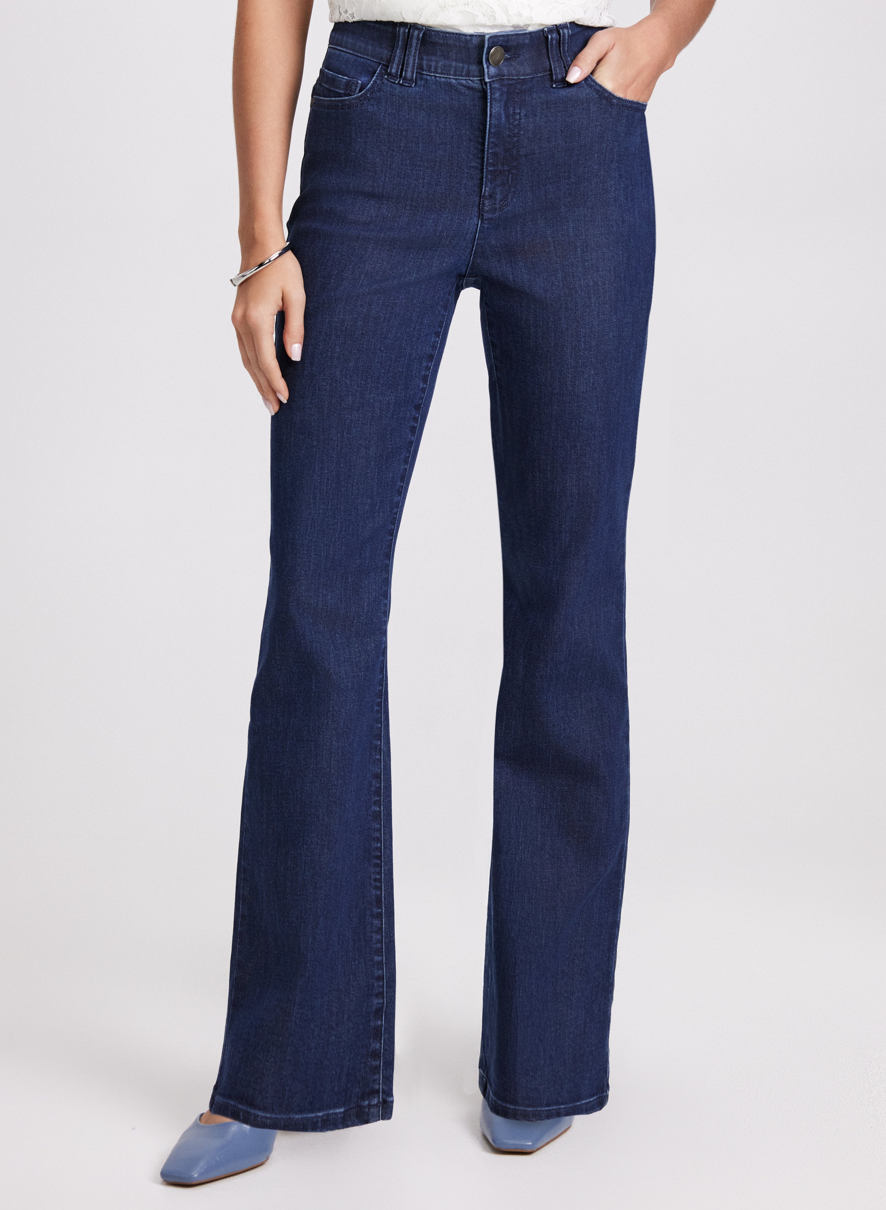 Flare Leg Jeans for Women - Dark Blue High Waist Bootcut Denim Pants | Laura 3010331 0255 964 | Perfect for Casual Wear, Date Night & 70s Retro Style