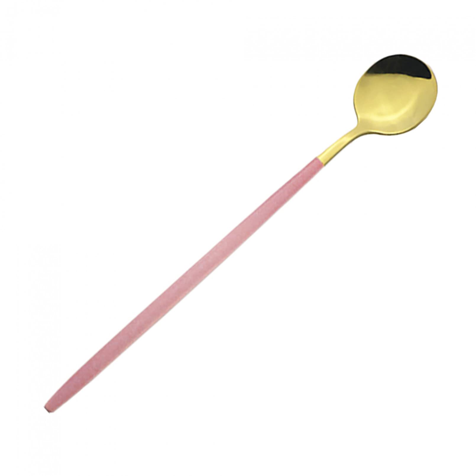 6-Piece Colorful Juice & Coffee Stirring Cutlery Set - Long Handle Tea Spoons, Ice Cream Scoops, Multi-Purpose Kitchen Tools for Beverages, Desserts & Tableware (Perfect for Coffee Shops, Home Kitchens & Parties)