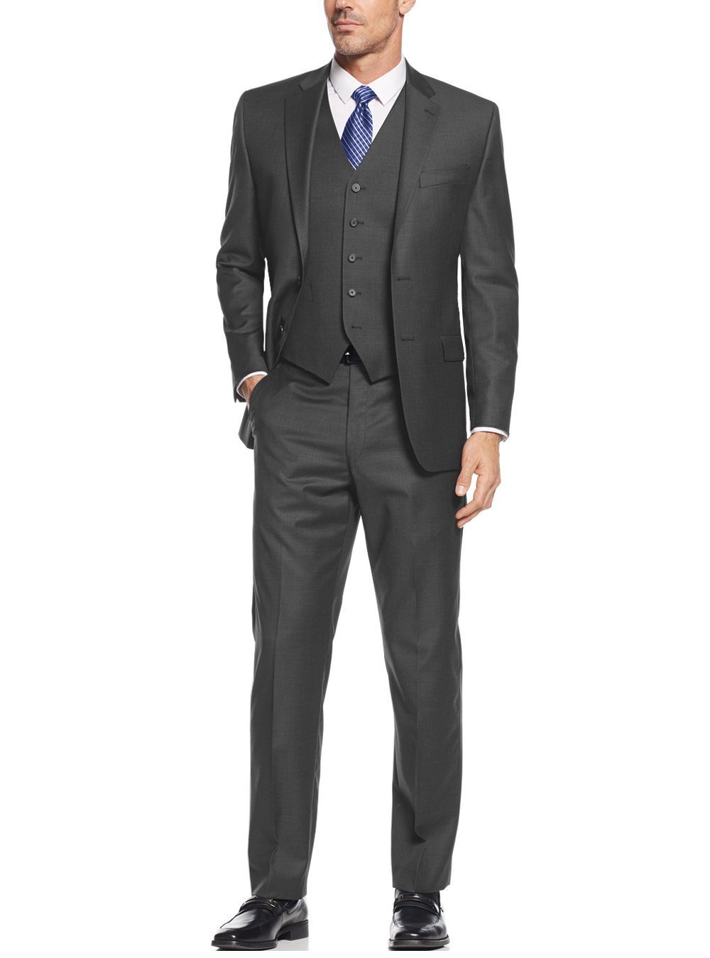 Salvatore Exte Men's 3-Piece Suit Set - Slim Fit Blazer, Dress Vest & Pants for Wedding, Business & Formal Events | Premium Wool Blend Suit for Groomsmen, Office & Special Occasions