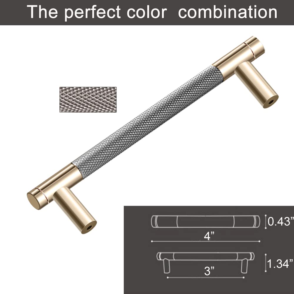 12 Pack 3 Inch (76mm) Gold & Grey Cabinet Pulls - Durable Aluminum Drawer Handles for Kitchen Cabinets, Dressers & Furniture Hardware (Modern Home Decor Upgrade)