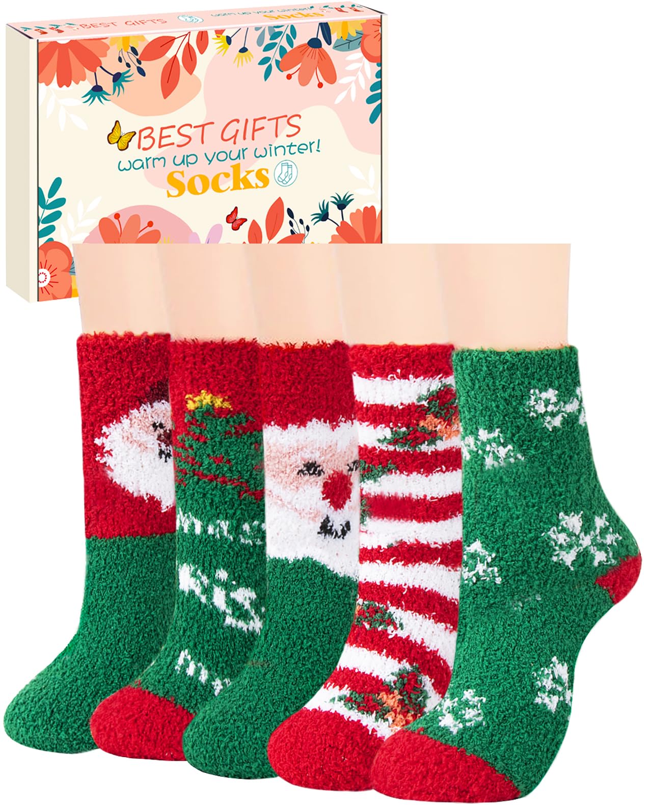 5 Pairs Women's Thermal Winter Socks - Thick Wool Knit Bed Socks for Ladies - Warm Cozy Christmas Gifts for Her - Perfect for Cold Weather & Indoor Comfort