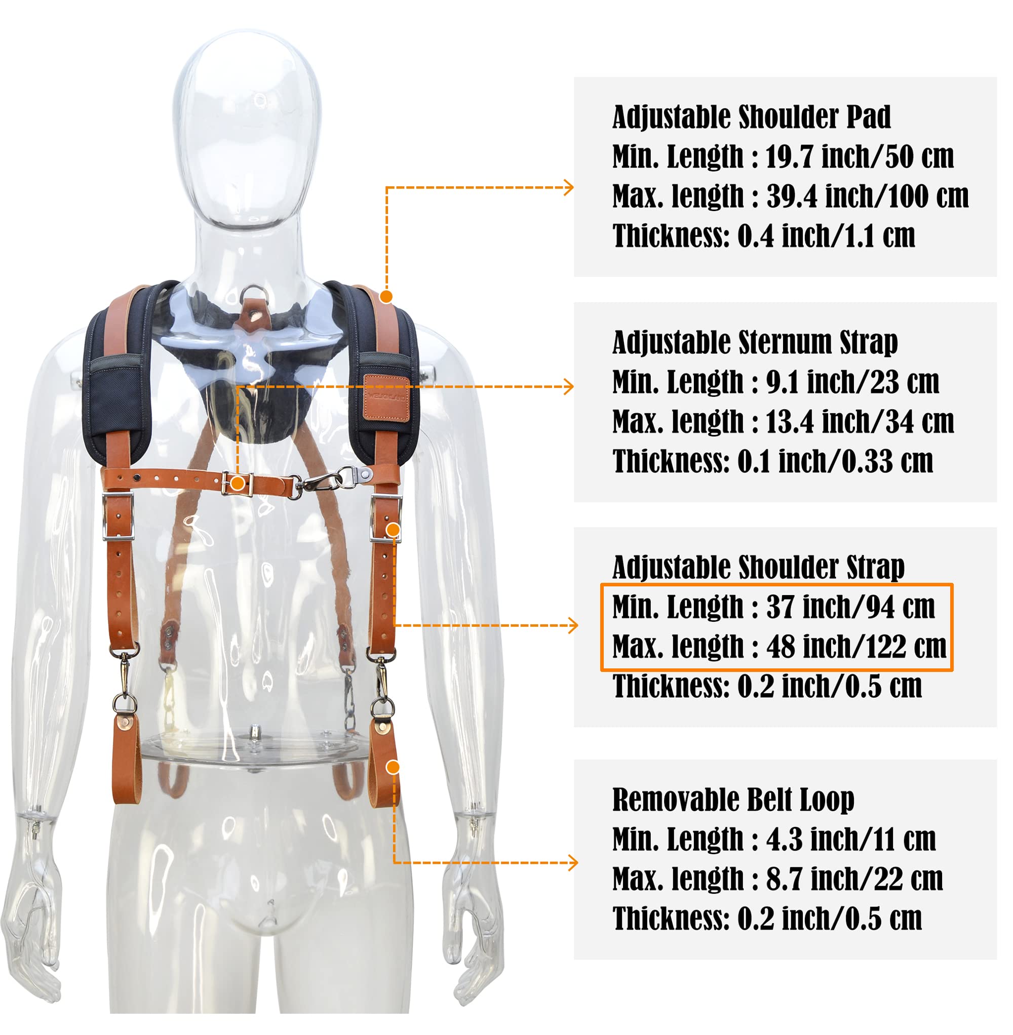 WELKINLAND Leather Tool Belt Suspenders for Carpenters - Heavy Duty Construction Suspenders for Framing & Woodworking - Adjustable Men's Tool Belt Accessories (Ideal for Job Sites & DIY Projects)