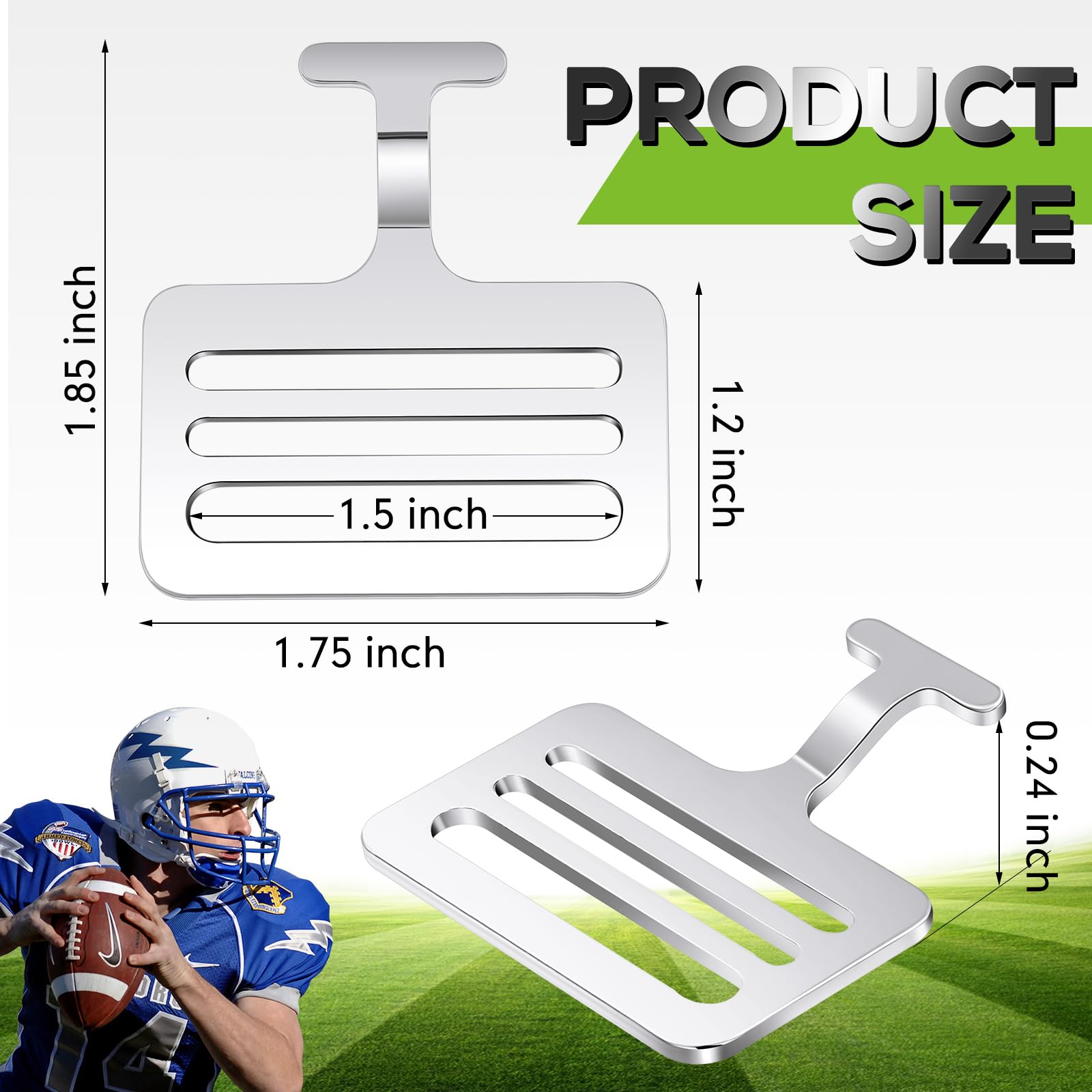 Dunzy Shoulder Pad T Hook for Football - Silver | Durable Football Shoulder Pad Accessory for Enhanced Protection & Comfort | Perfect for Training, Games & Sports Safety Gear