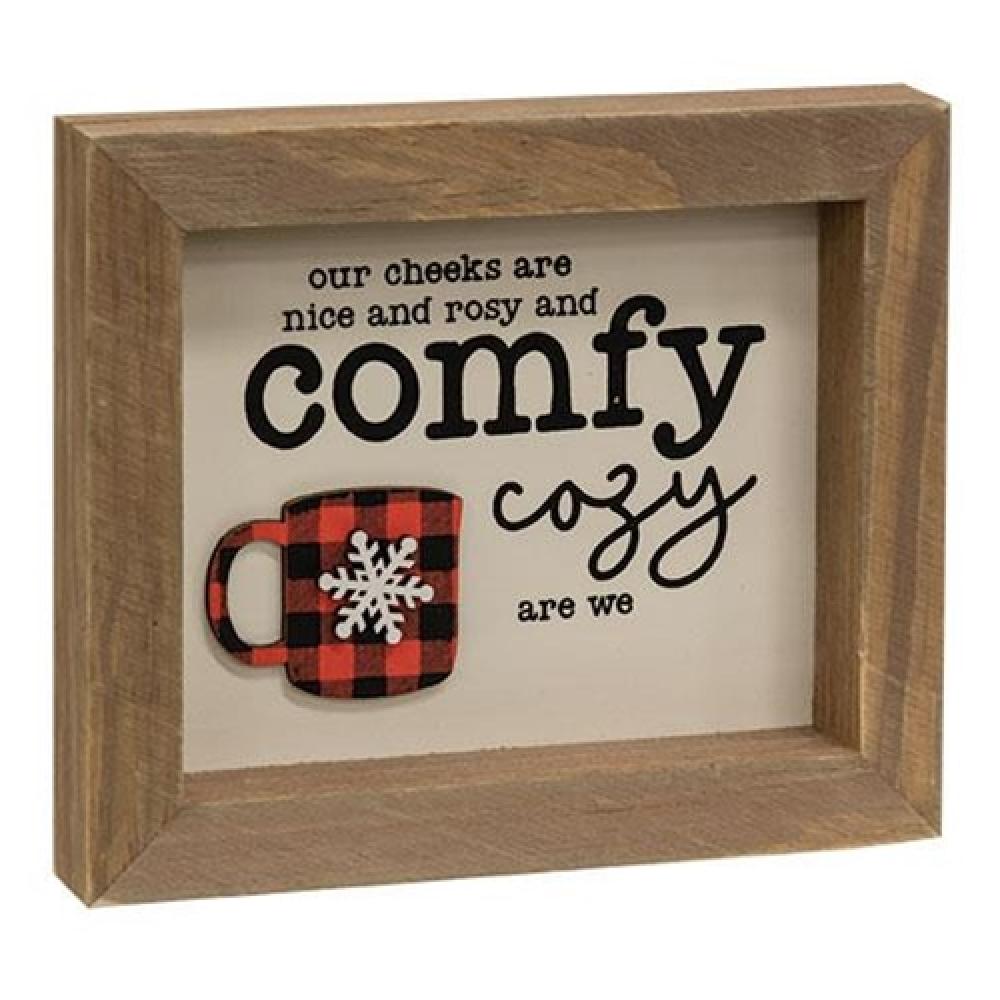 Comfy & Cozy Dimensional Framed Sign - Rustic Wooden Wall Decor for Home, Farmhouse & Office - Perfect for Living Room, Bedroom & Entryway Decor