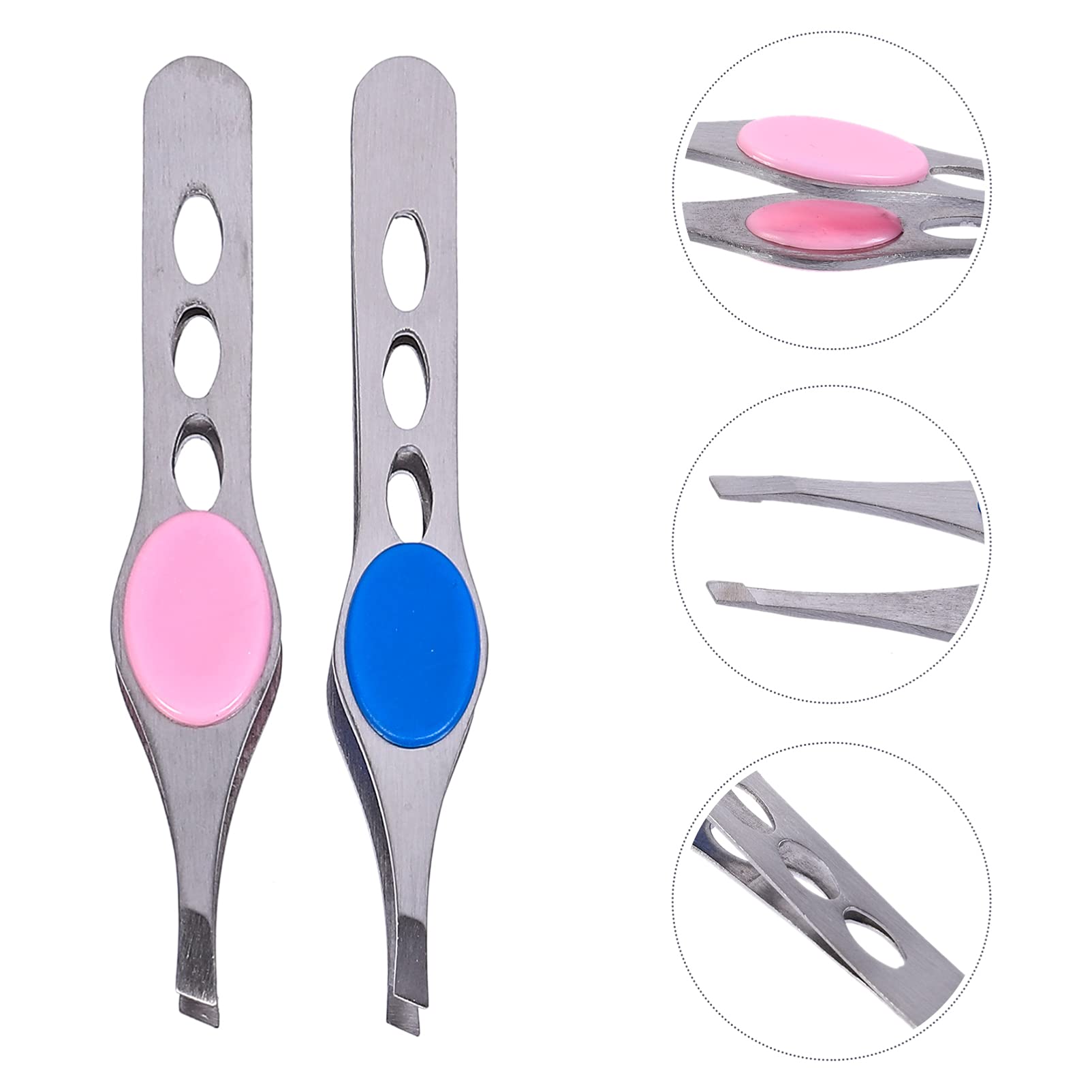 4-Piece Stainless Steel Eyebrow Tweezers Set - Professional Hair Removal Tools with Pointed Tips, Nail Glue Brush & Lash Tweezers for Precise Shaping - Perfect for Eyebrow Grooming, Eyelash Extensions & DIY Beauty Care