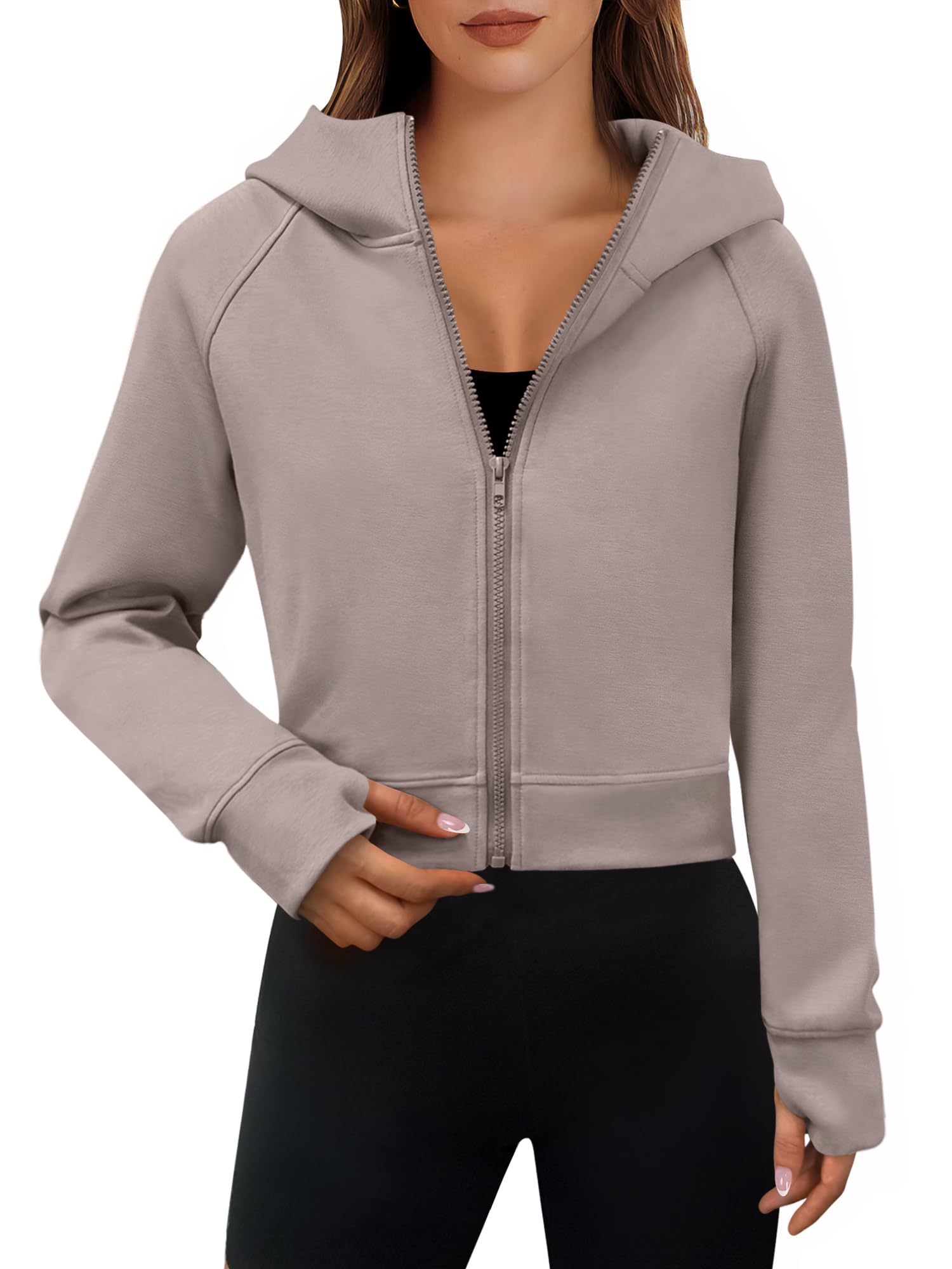 ANRABESS Women's Cropped Zip Up Hoodie - Soft Fleece Jacket for Fall & Winter 2024 | Y2K Casual Sweatshirt, Streetwear Outfit, Layering Essential for Cool Weather