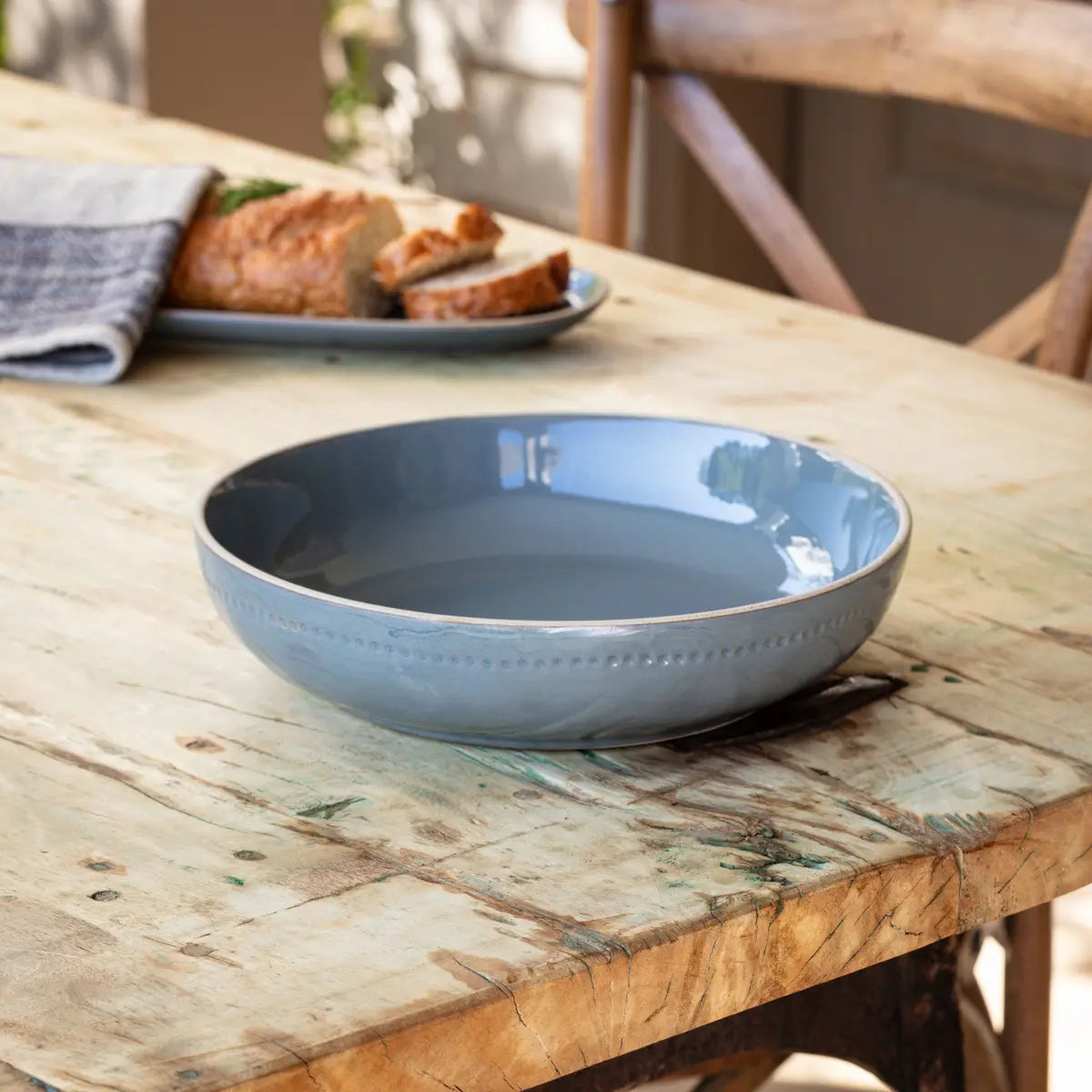 Premium Legbar Blue Ceramic Serving Bowl Set - 4-Piece Elegant Dinnerware for Salads, Pasta & Entertaining - Perfect for Family Dinners & Party Hosting
