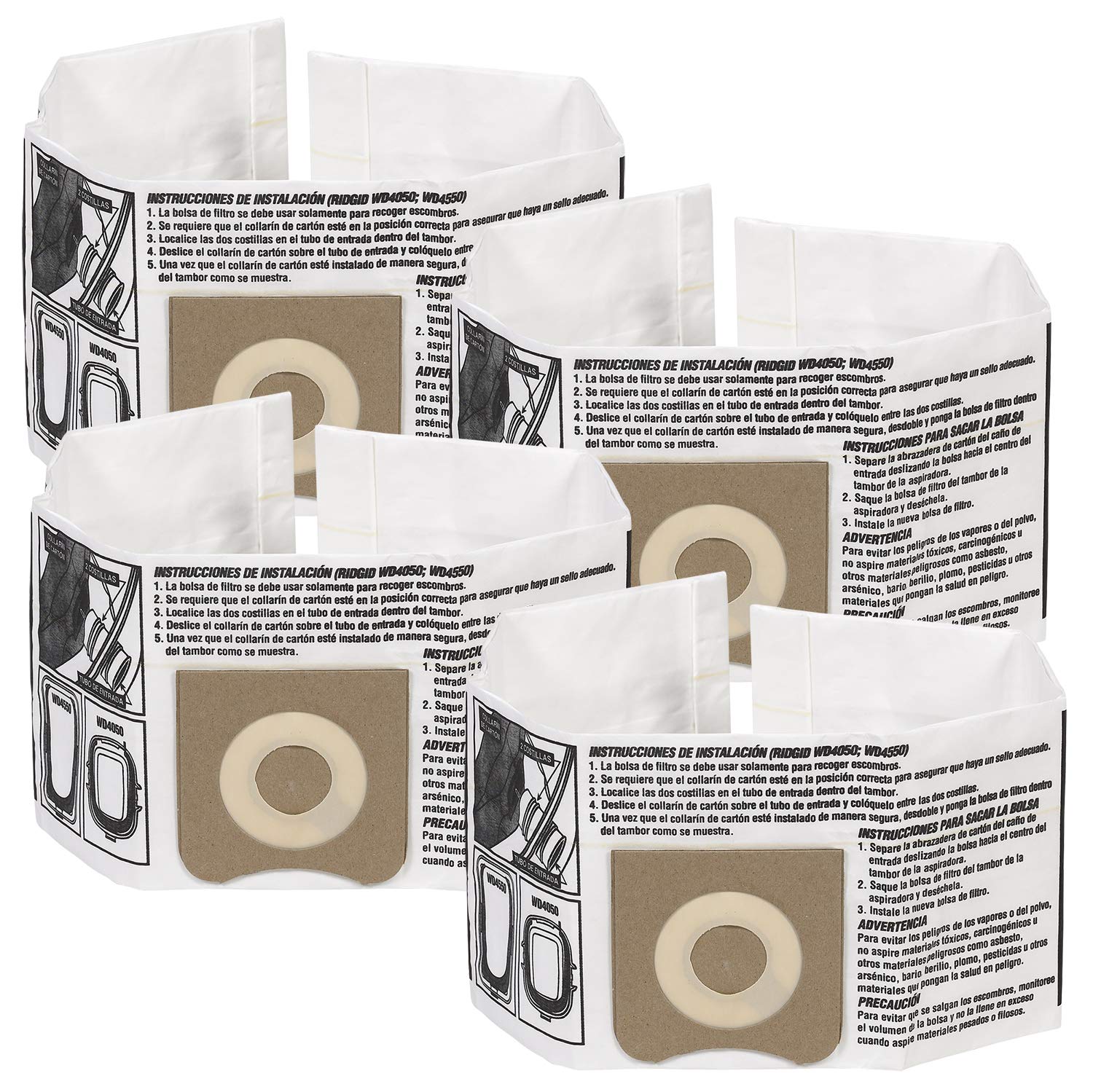 WORKSHOP WS32045F2 Wet Dry Vacuum Filter Bags (4-Pack) - Fine Dust Collection Bags for 3-4.5 Gallon Shop Vacs - Perfect for Woodworking, Construction & Workshop Cleanup