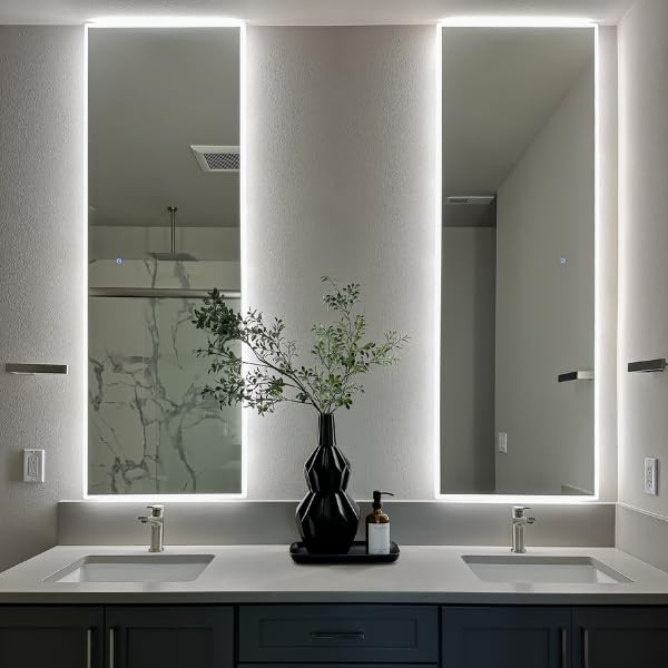 ZEEK 65x22 Inch Full Length LED Backlit Mirror - Wall Mounted Dressing Mirror for Bedroom, Vanity & Closet - Modern Illuminated Makeup Mirror with Adjustable Brightness for Home Decor and Selfie Lighting