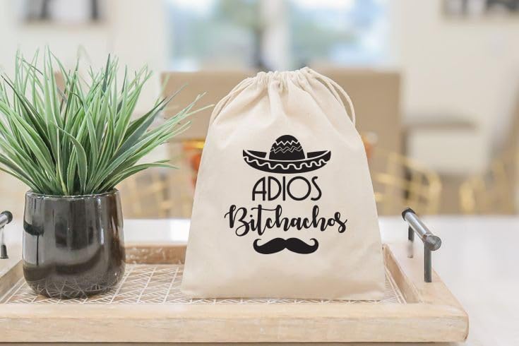 Set of 10 Adios Bitchachos Bachelorette Party Bags - Cabo Survival Hangover Kit, Recovery Amenity Bags for Wedding & Girls Trips - Perfect for Bachelorette Decorations, Bridal Showers & Vacation Essentials