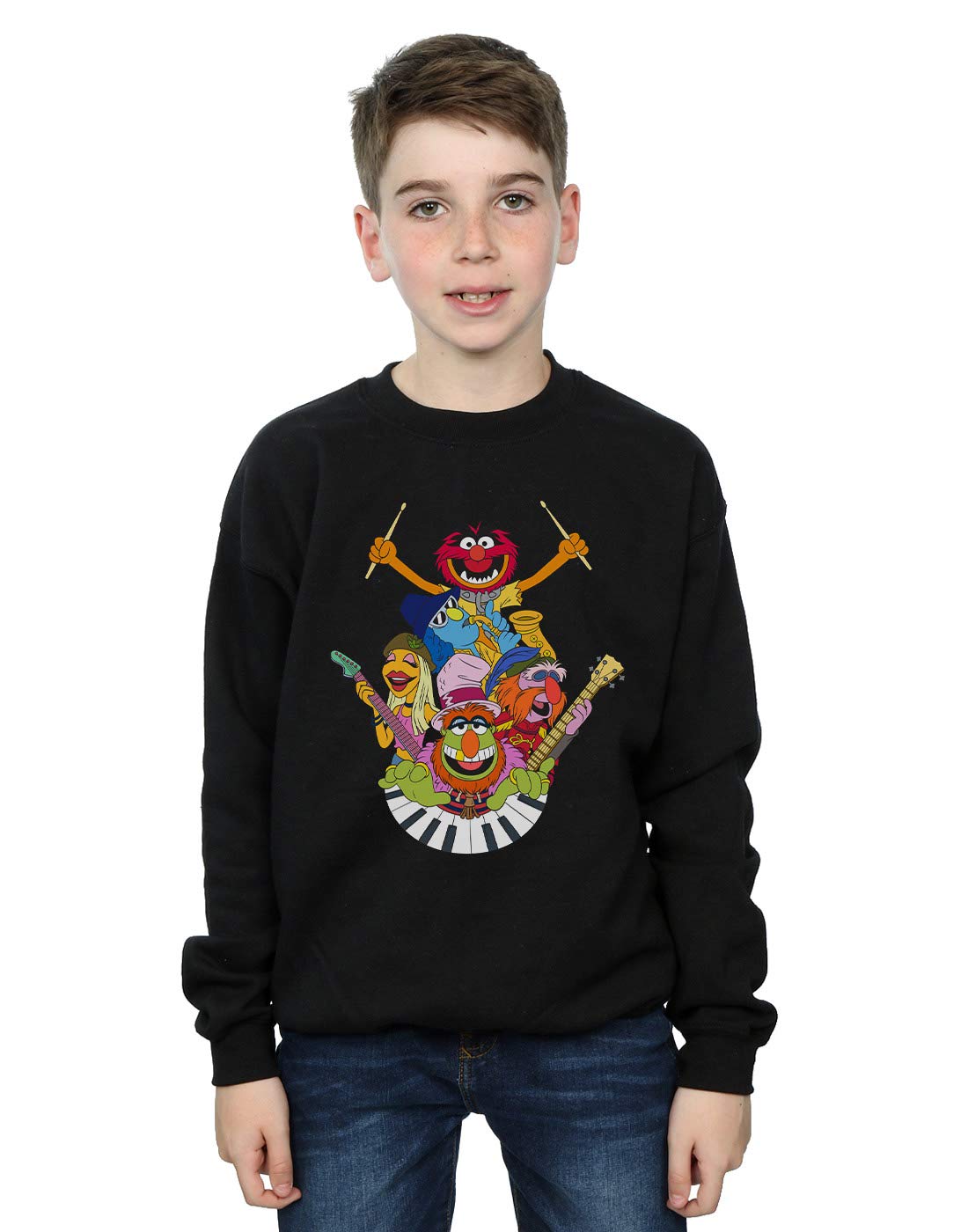 Disney The Muppets Dr Teeth and The Electric Mayhem Boys' Black Sweatshirt Size 7-8 Years | Cool Cartoon Character Hoodie for Kids Birthday Gifts & Casual Wear