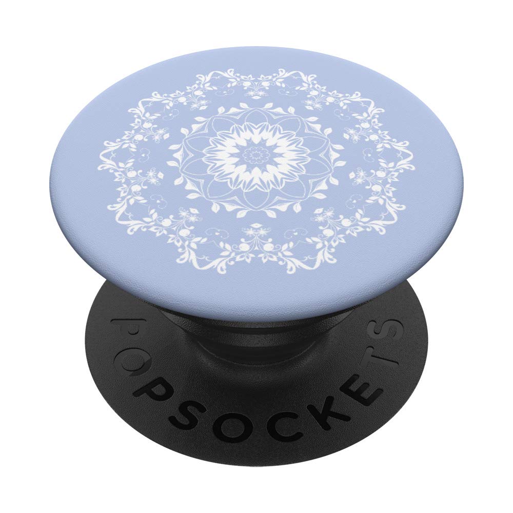 Pale Pastel Purple Periwinkle White Mandala Sky Peace PopSocket PopGrip - Swappable Phone & Tablet Grip for Yoga, Meditation & Daily Use