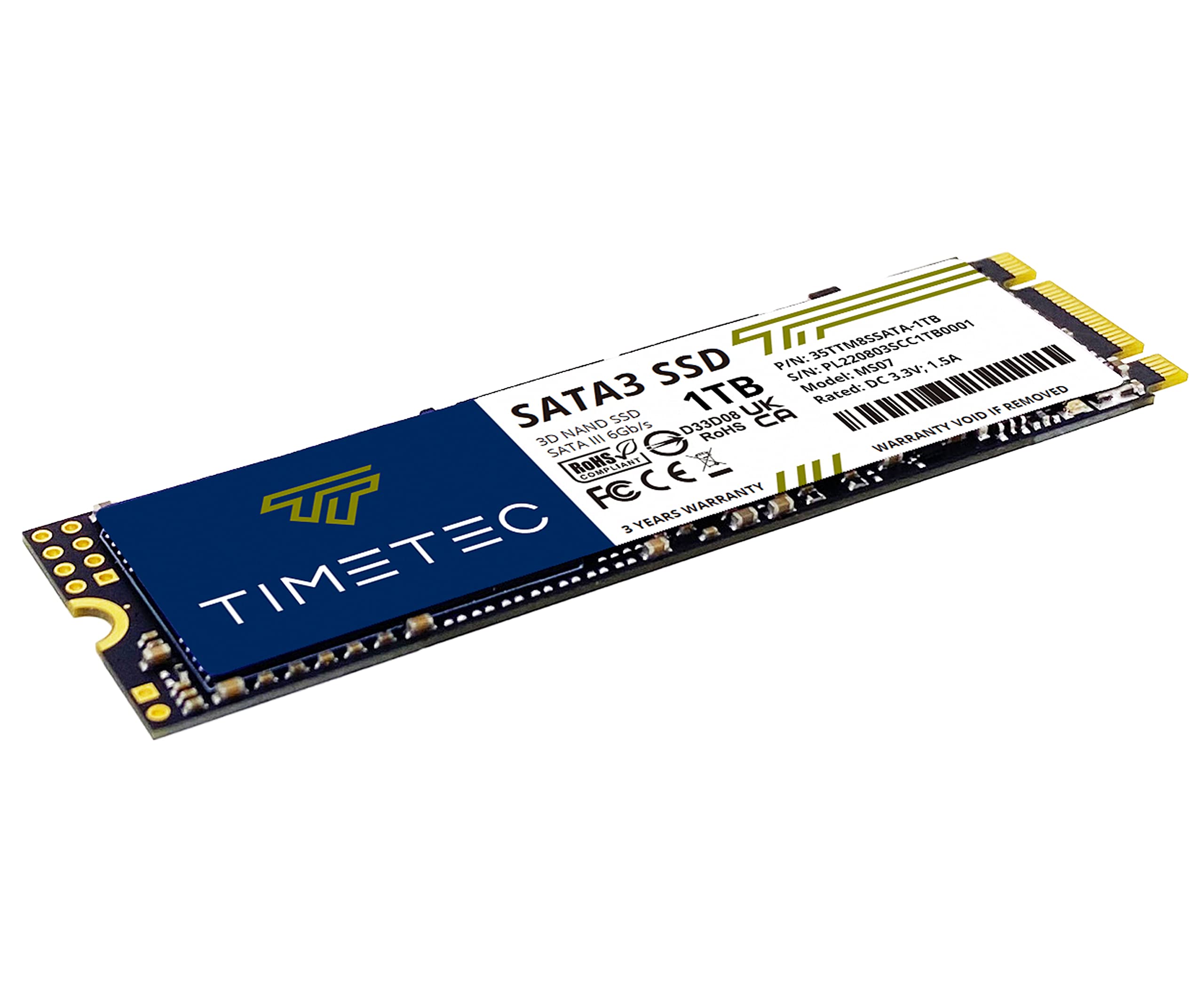 Timetec 1TB SSD 3D NAND SATA III 6Gb/s M.2 2280 Internal Solid State Drive - Up to 550MB/s Read Speed, 512TBW, SLC Cache for Enhanced Performance - Compatible with PC, Laptop, Desktop - Perfect for Gaming, Video Editing & Fast Boot Times