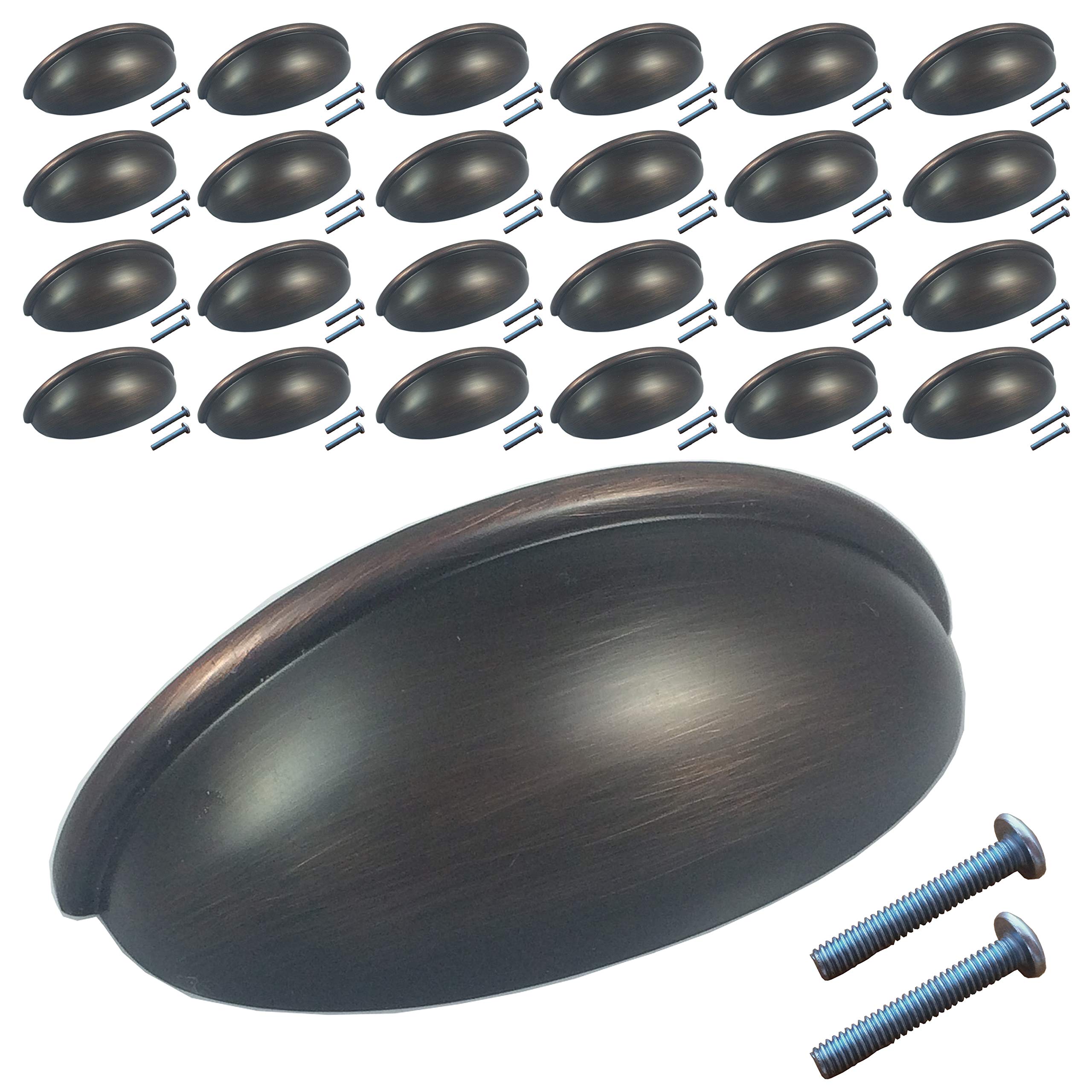25 Pack 3 Inch Oil Rubbed Bronze Cabinet Handles - Swiss Kelly Hardware Drawer Pulls for Kitchen Cabinets & Furniture (CC: 3 Inch) - Perfect for Home Renovation & DIY Projects