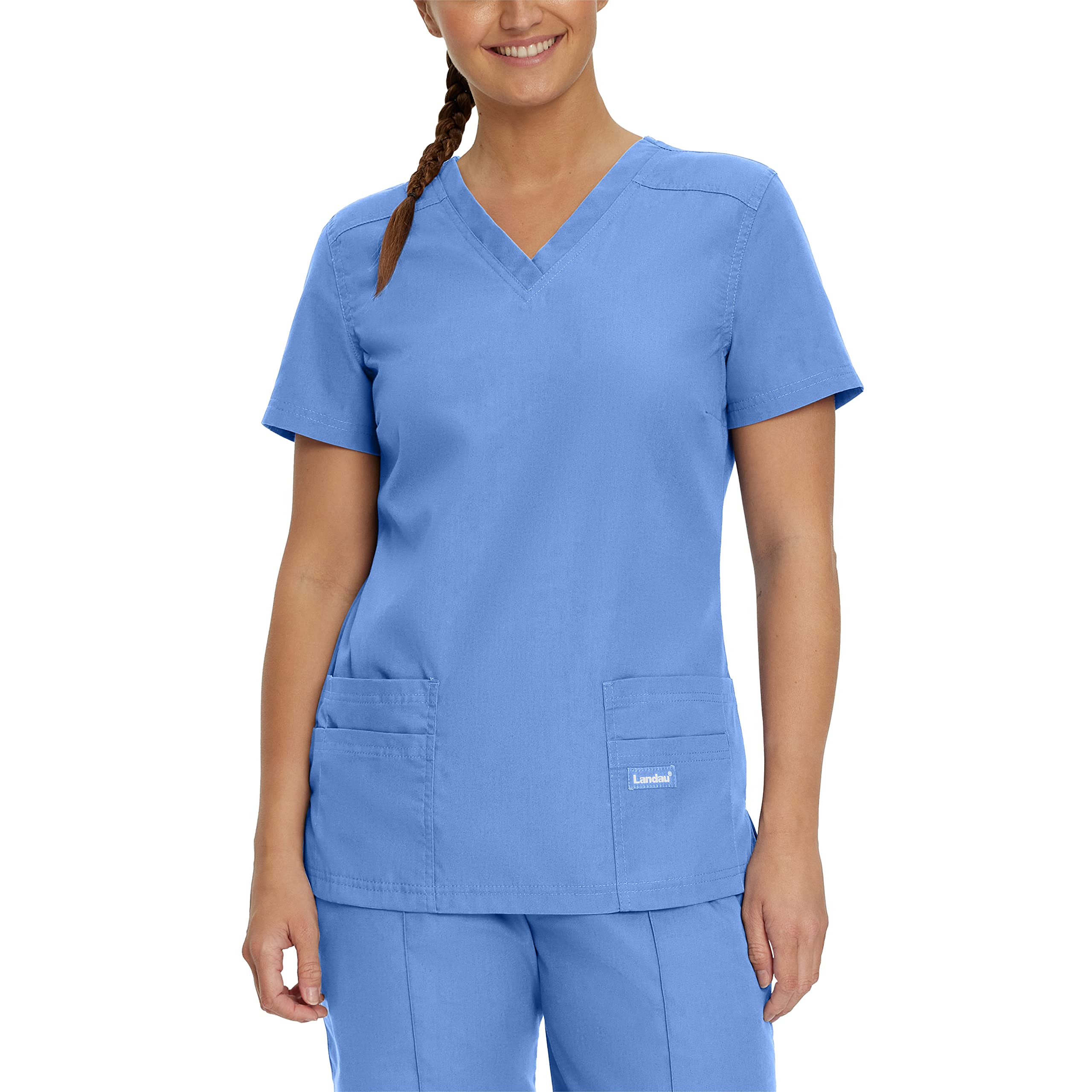 Landau Essentials 8111 Ceil Blue XS - Premium Medical Scrubs for Healthcare Professionals | Comfortable & Durable Workwear for Nurses, Doctors & Dentists | Perfect for Hospitals, Clinics & Long Shifts