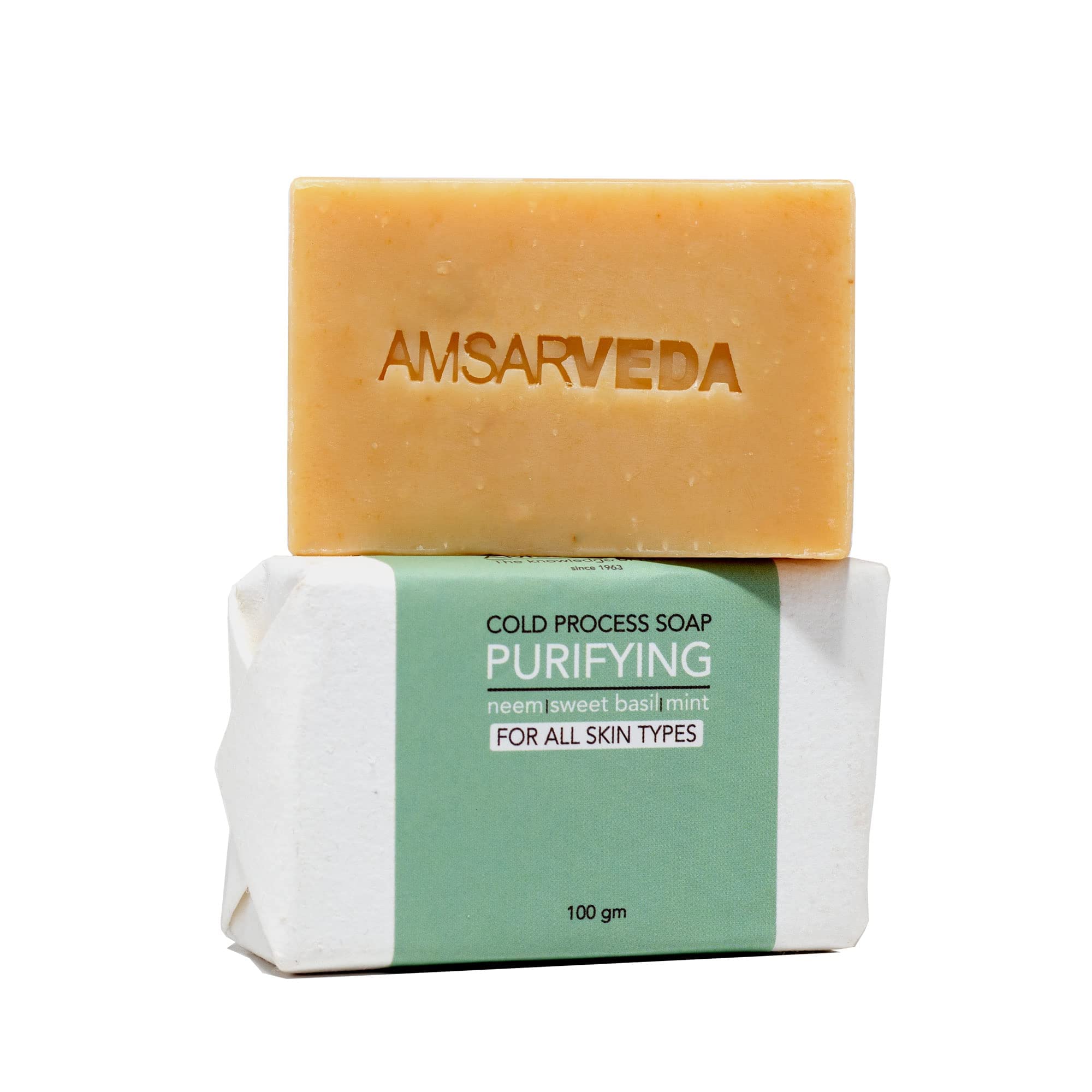 Purifying Amsarveda Cold Process Soap - Natural Handmade Bar Soap for Acne-Prone & Oily Skin - Gentle Face & Body Cleanser for Daily Skincare Routine