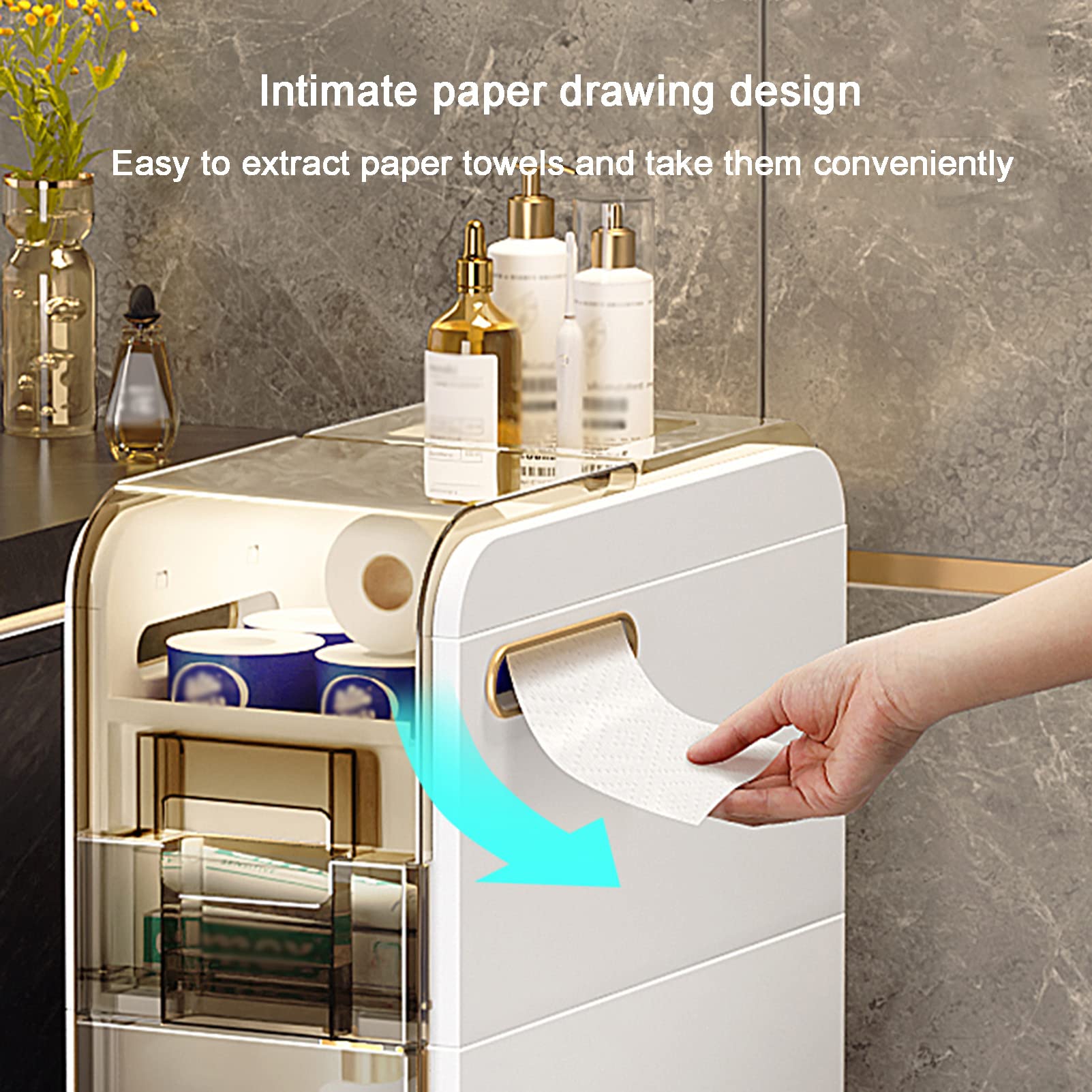 White Bathroom Storage Cabinet with Drawer - Space Saving Toilet Paper Organizer for Small Bathrooms & Corners | Perfect for Apartments, Powder Rooms & RV Bathrooms