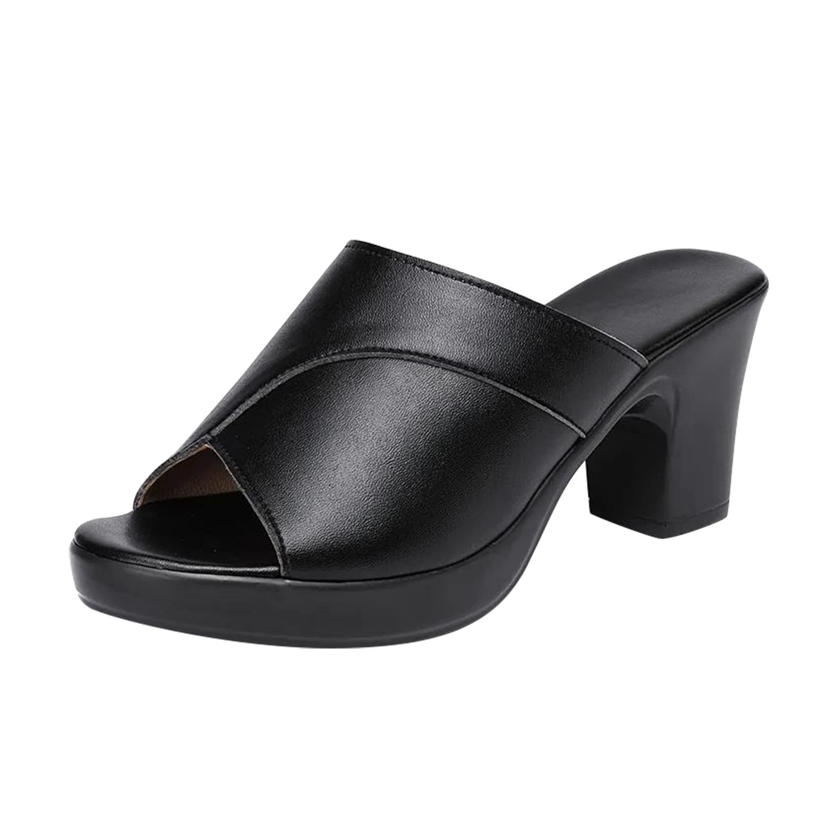 AnFeng Women's Chunky Flip-Flop Slippers - Fashion Fish Mouth Design with Wedge Heel for Summer | Comfortable House Shoes, Beach Sandals, Casual Outdoor Wear