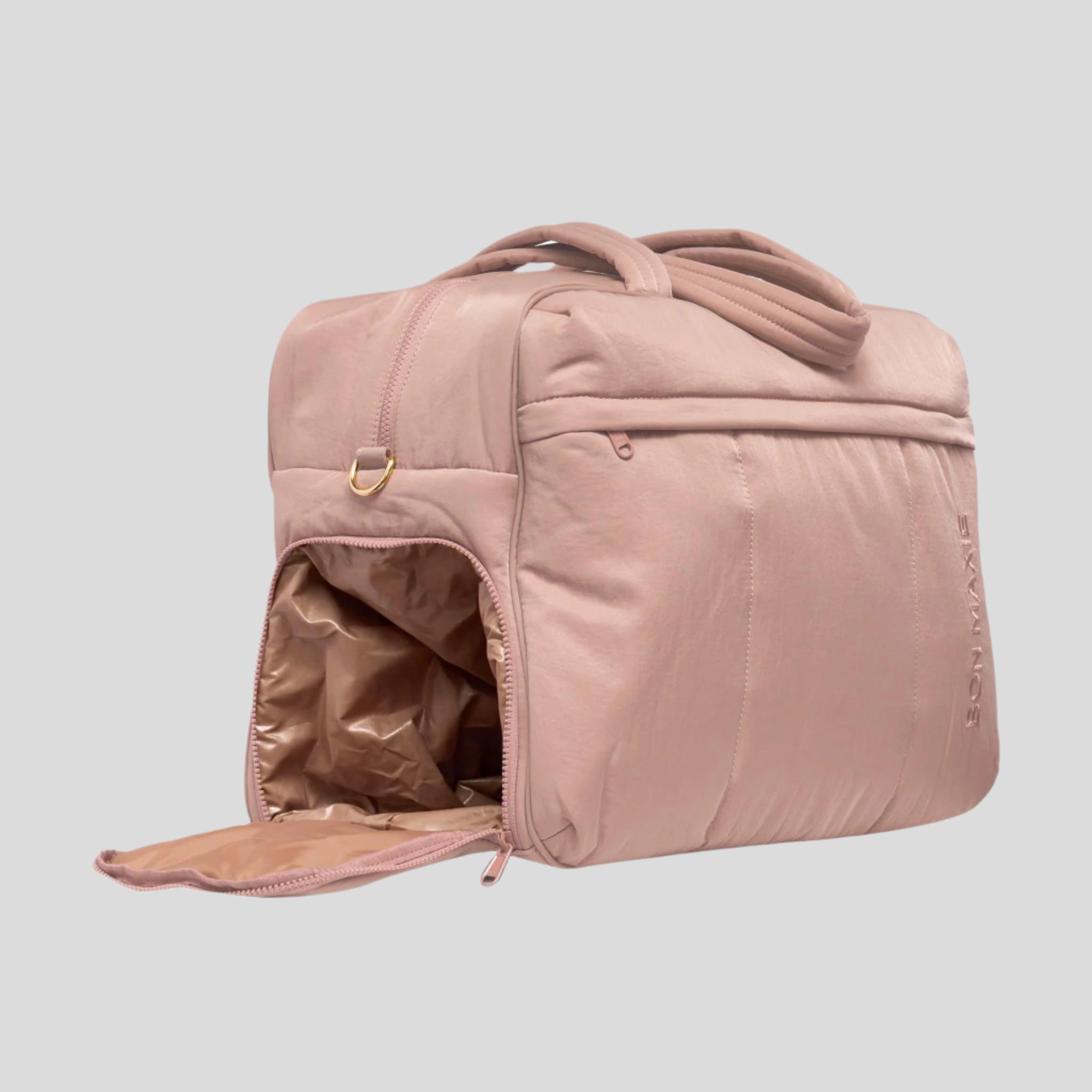 Large Weekender Nylon Duffel Bag for Travel & Gym - Lightweight Carry-On Luggage with Spacious Compartments | Perfect for Weekend Getaways, Business Trips & Sports Gear (Milk Tea Color)