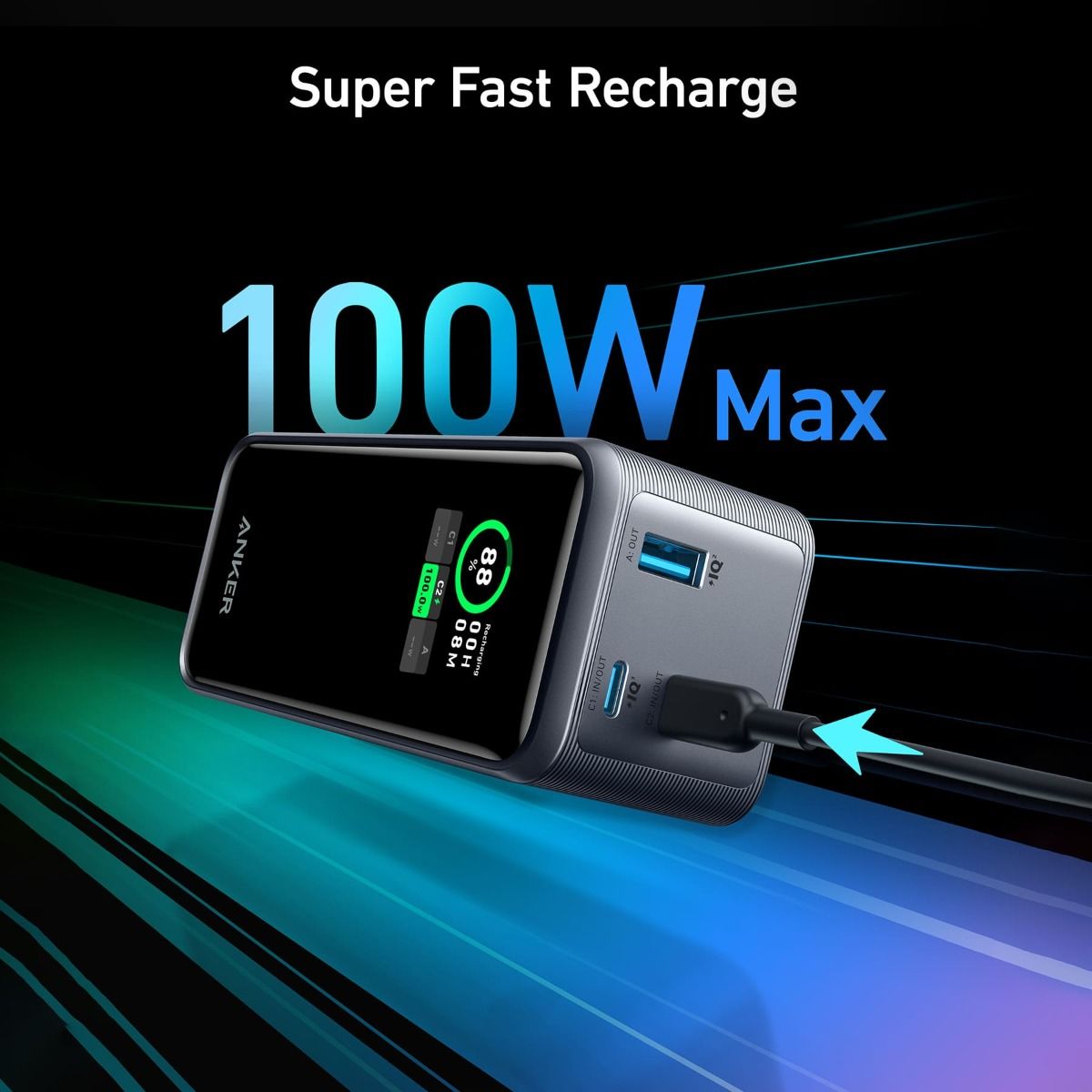 Anker Prime 20K 200W Portable Charger - Ultra Fast Charging Power Bank for iPhone, Android, Laptop - Perfect for Travel, Camping & Emergency Power Backup