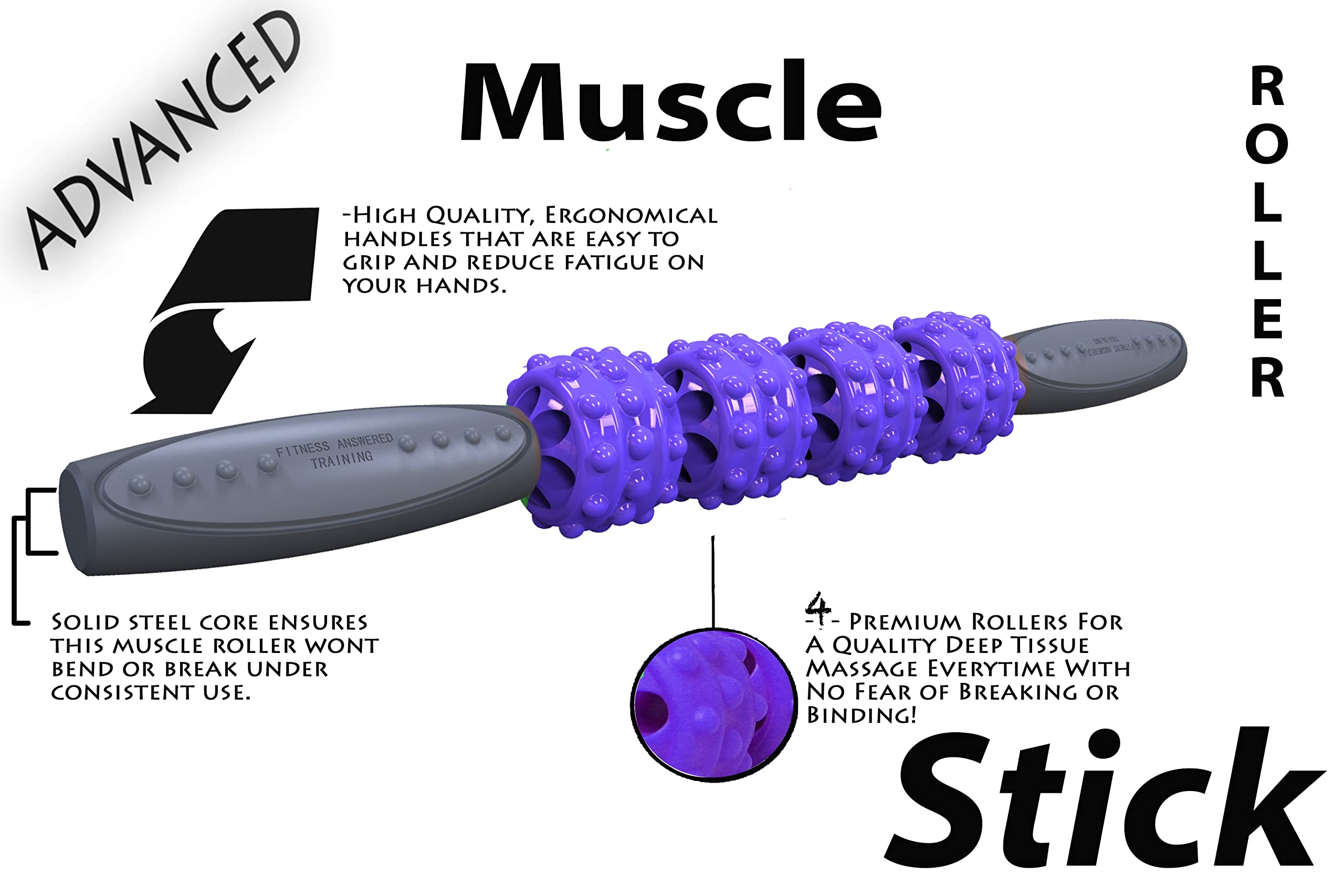 Premium Muscle Roller Stick for Deep Tissue Massage - 16.75