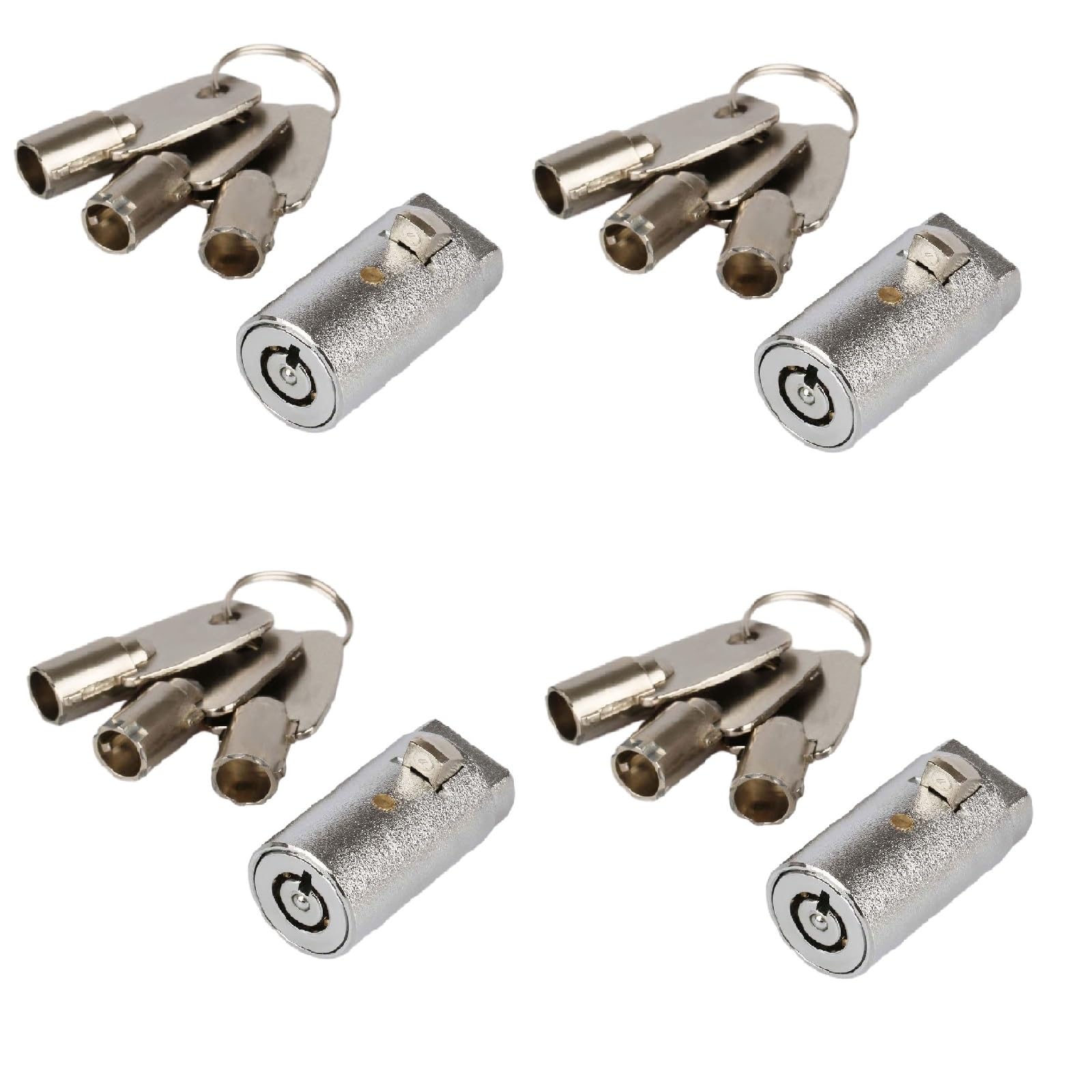 7-Pin Tubular Universal Key Vending Machine Lock Set (4 Pack, Chrome) - Secure Soda, Snack, Coffee & Candy Vending Machines - Ideal for Commercial Use, Retail Stores & Office Break Rooms