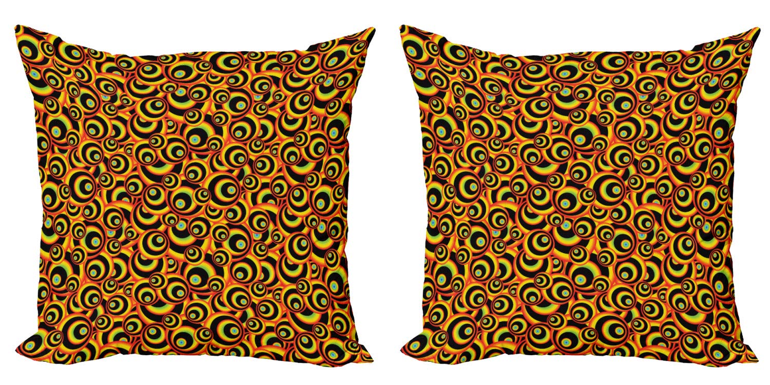 Ambesonne Abstract Decorative Throw Pillow Covers Pack of 2 - 20 Inch Spiral Round Colorful Geometric Design, Boho Hippie Style for Living Room, Bedroom & Couch - Perfect for Home Decor, Sofa Accents and Cozy Interior Styling