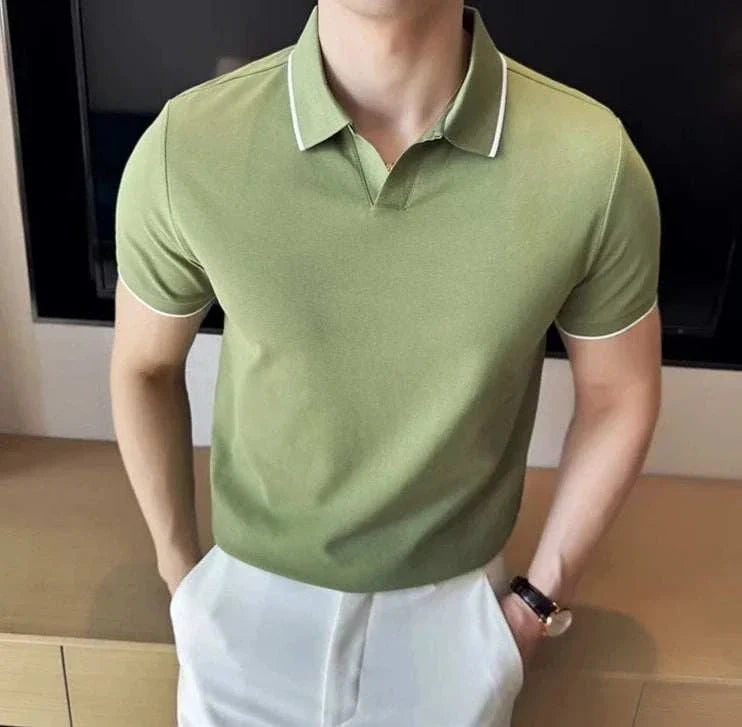 British Slim Fit Summer Polo Shirt for Men - Breathable Cotton Casual Short Sleeve Tee - Perfect for Golf, Office & Outdoor Activities